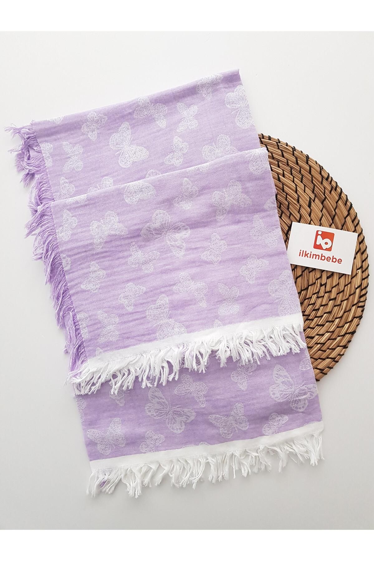 ilkimbebe Kelebekli Püsküllü Müslin Bebek Battaniyesi 120x120