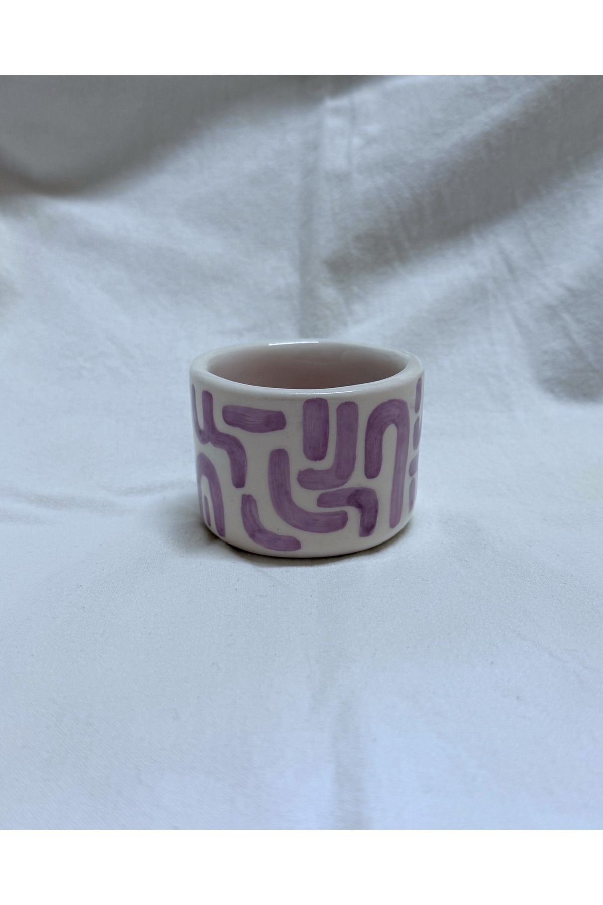 archeceramic Arche Ceramic El Yapmı Seramik Fincan - Çizgiler - Mor - 60 ml - Tekli