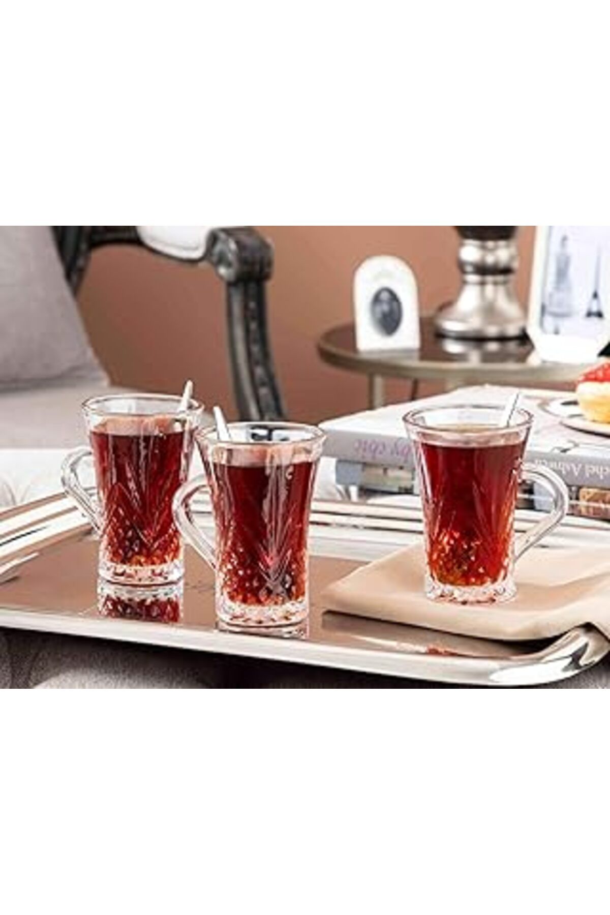 Mu Art Ahşap Felecia 4-Lü Çay Fincanı Şeffaf