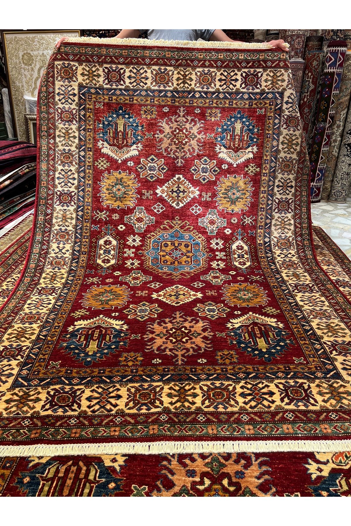 RD RAMAZAN DAĞ EL HALI SANATI El Dokuma Afgan Şirvan Halısıdır Birinci Sınıf Kalite Ebat 263x182