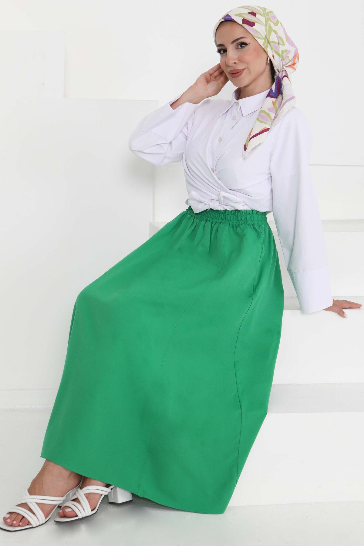 TOFİSA Cepli Keten Etek Yesil - 27294