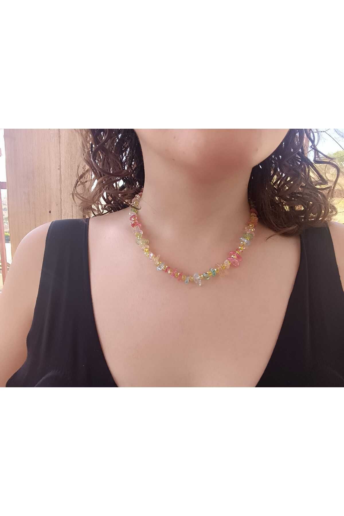 Fata Morgana Accessory Ametis Doğal Taşlı Sarı Kolye