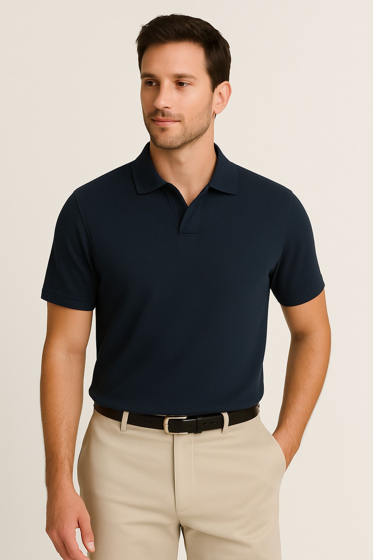 UOMOPARK 2729 NavySmart Erkek Pike Dokulu Polo Yaka T-Shirt