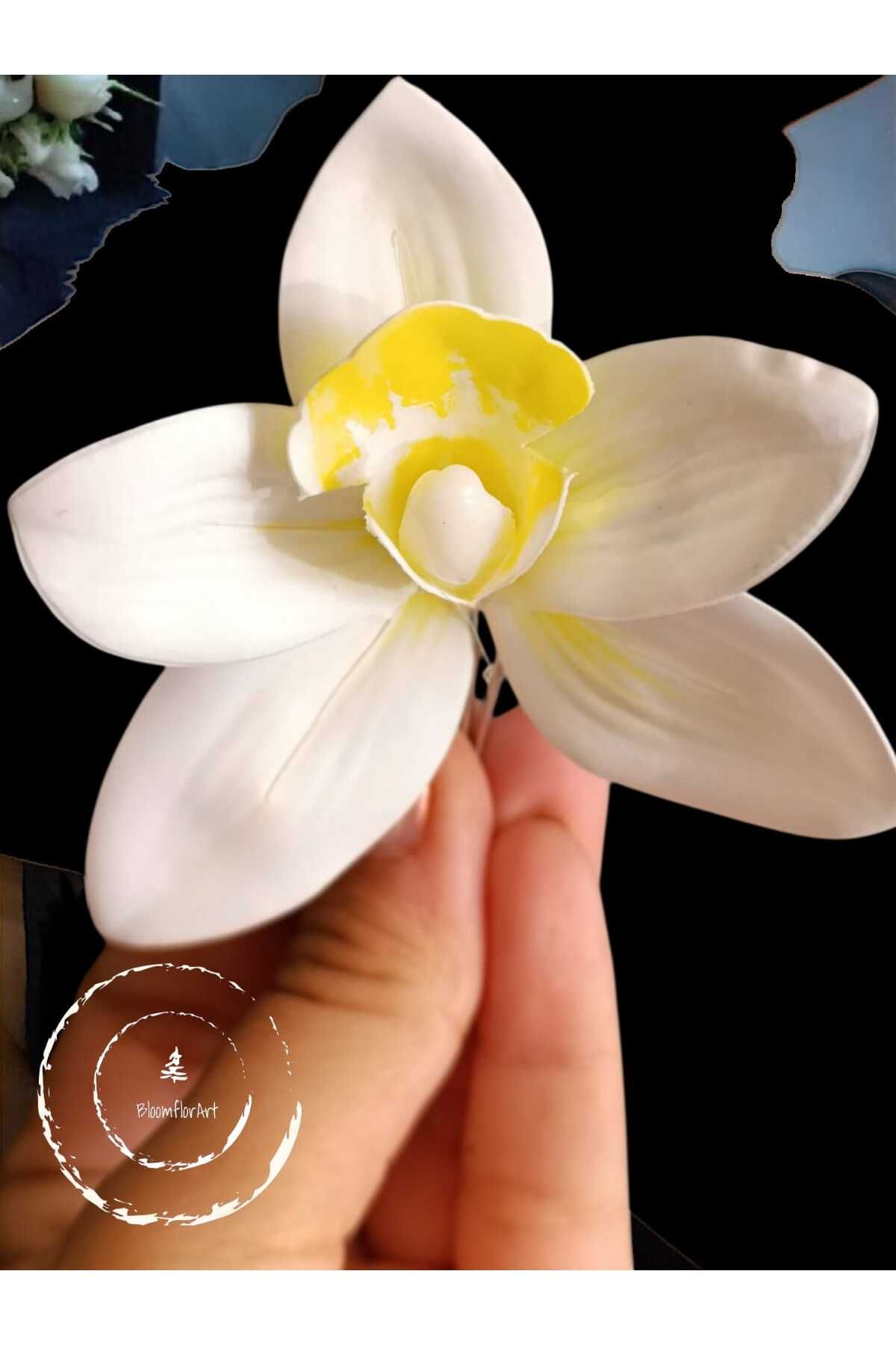 Bloomflorart Beyaz Çiçekli Tarak Toka