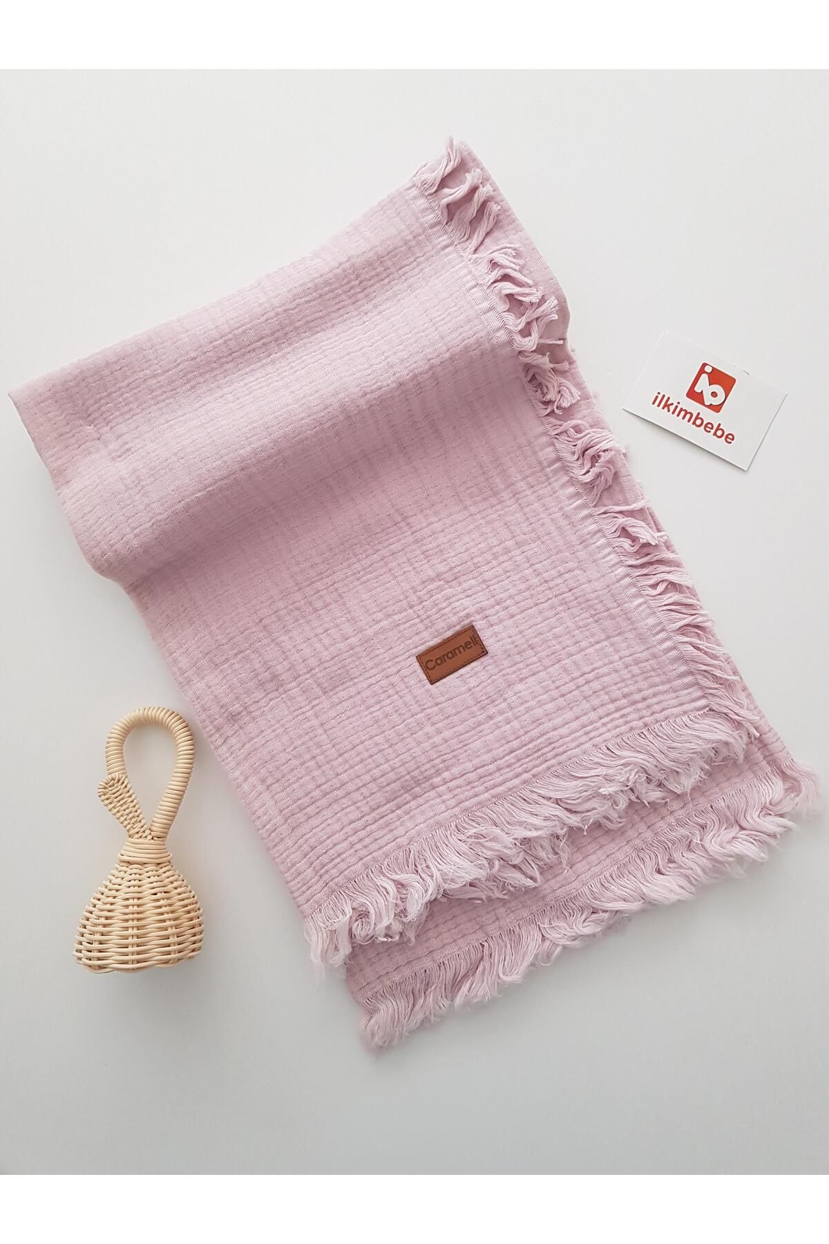 ilkimbebe Püsküllü Çift Katlı Müslin Bebek Battaniyesi 120x120