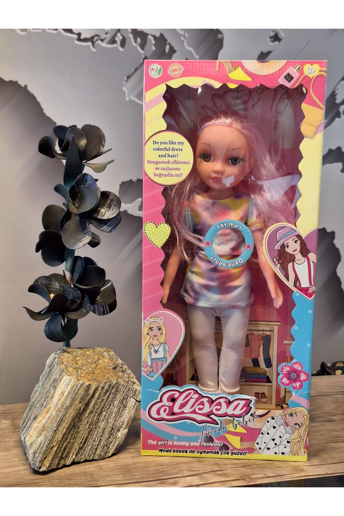 SAAY AKSESUAR ELİSSA MODEL PEMBE SAÇLI BEBEK 40cM