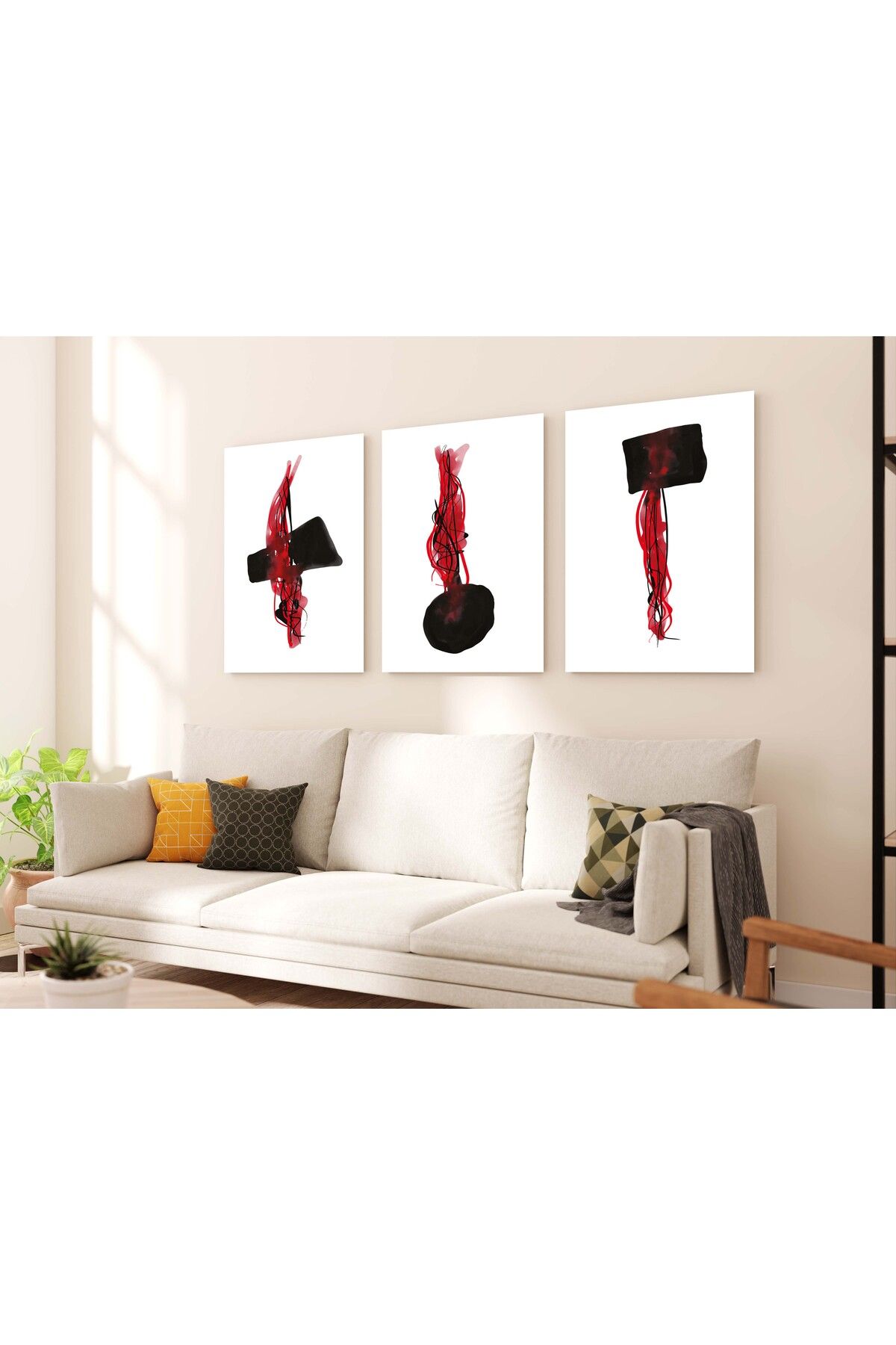 MAGNASTE Duvar Tablosu Çerçeve Görünümlü Mutfak Tabloları 3 lü Tablo Modern Tablo Bohem Tablo Premium Kalite