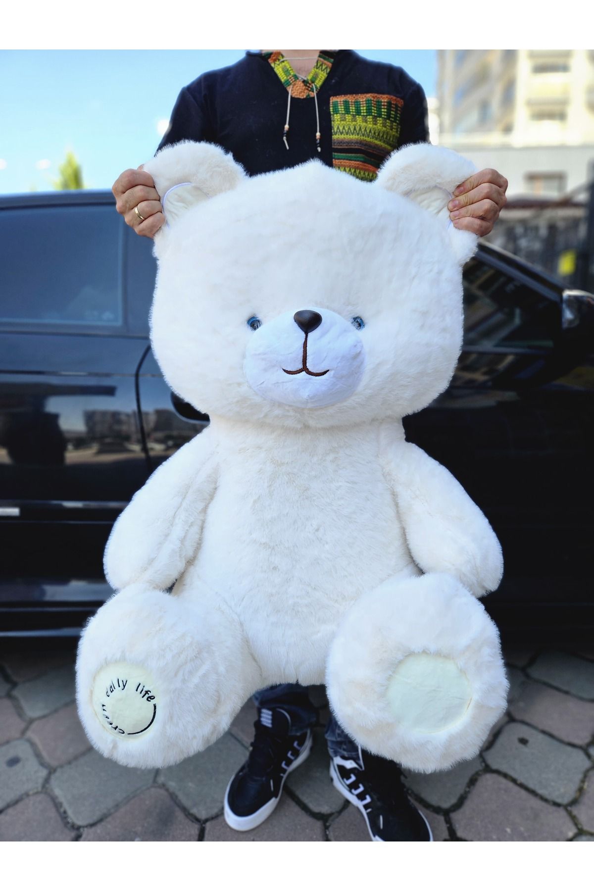 Online 1.Sınıf Kalite 80 Cm Sevimli Büyük Boy Beyaz Renk Peluş Ayı Uyku Arkadaşım Ayıcık