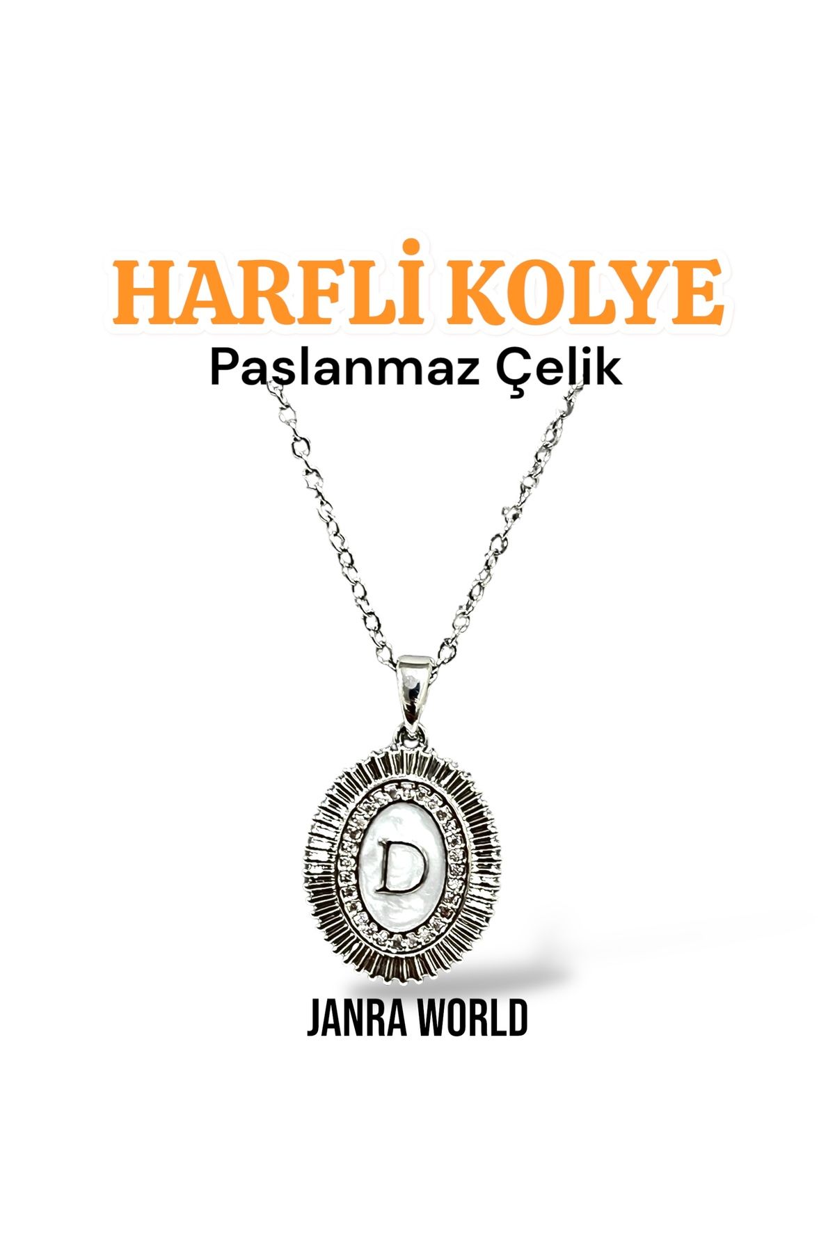 JANRA WORLD Harfli Model Çelik Kolye – Paslanmaz Çelik – Kadın Gold & Silver Renk Seçenekli HARFLİ KOLYE