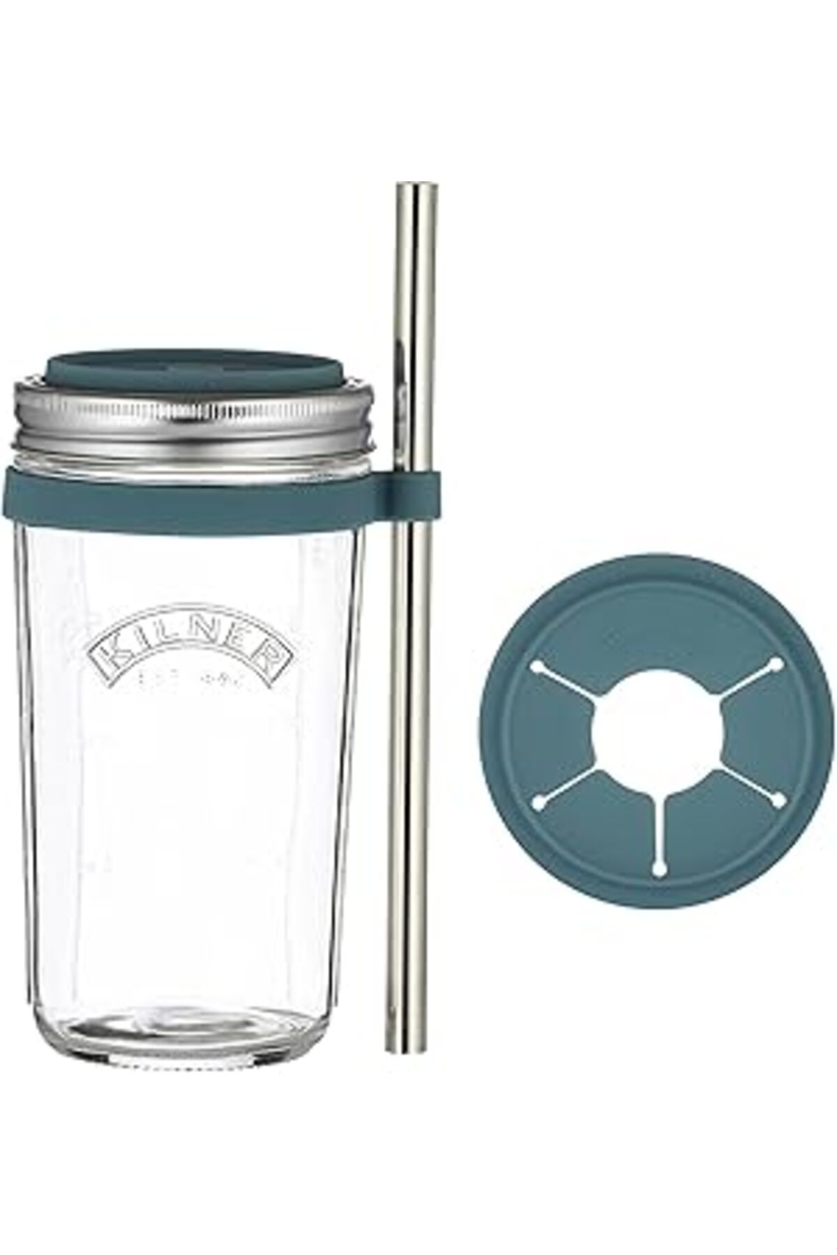 Mu Art Ahşap Kilner Yeniden Kullanılabilir Paslanmaz Çelik Hasır Ile Cam Smoothie Yapma Seti