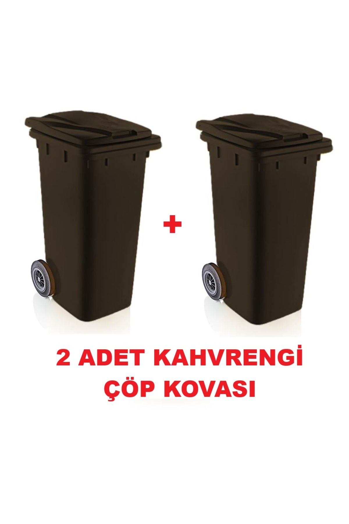 PRATİK SHOP 2 ADET Çöp Kovası Kapaklı Tutma Saplı Özel Çöp Konteyneri 120 Lt ( Kahverengi ) Büyük Boy 2 Adet