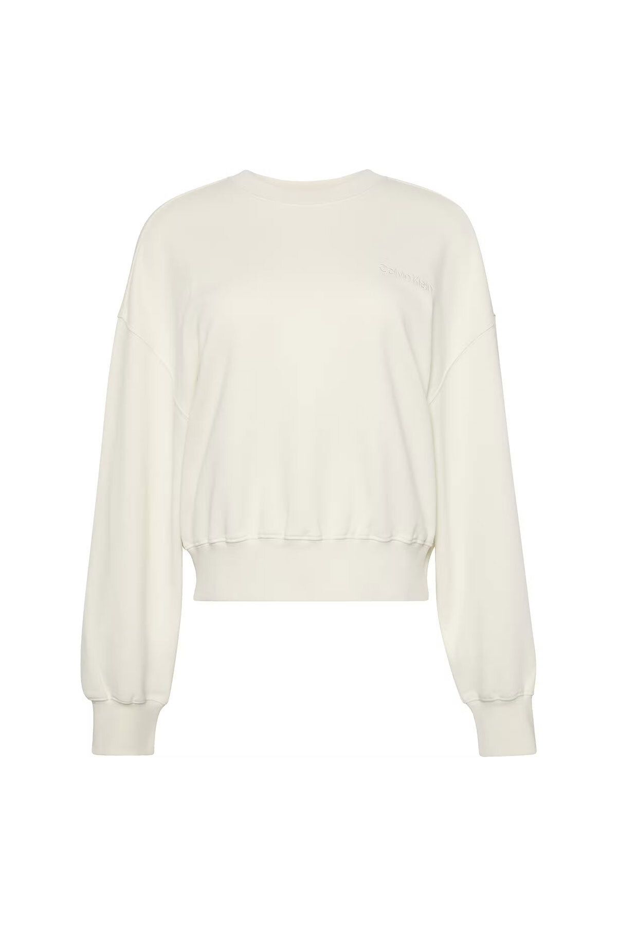 Calvin Klein Kadın A - Logo Emb French Terry Sweatshirt - Beyaz
