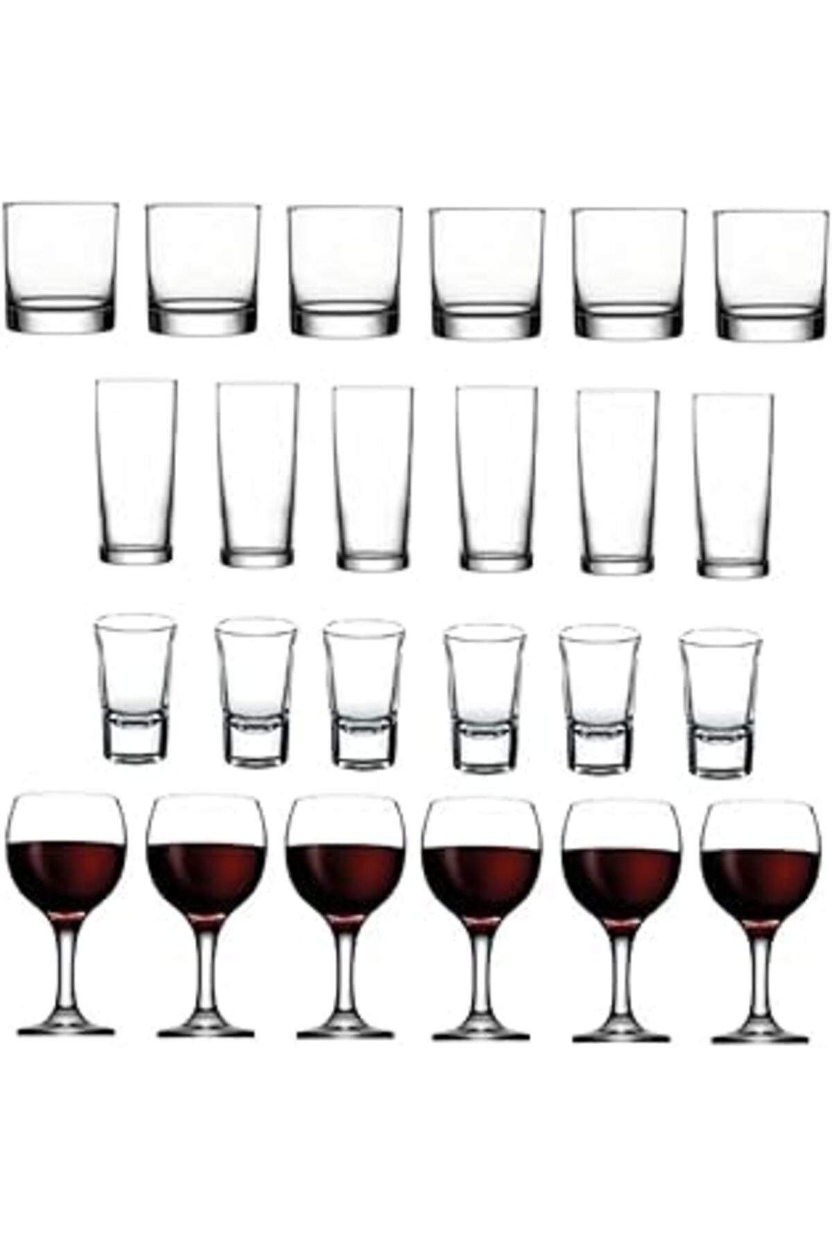 ASİTAN Paşabahçe 24 Parça Istanbul Viski Rakı Shot Ve Şarap Bardağı Seti