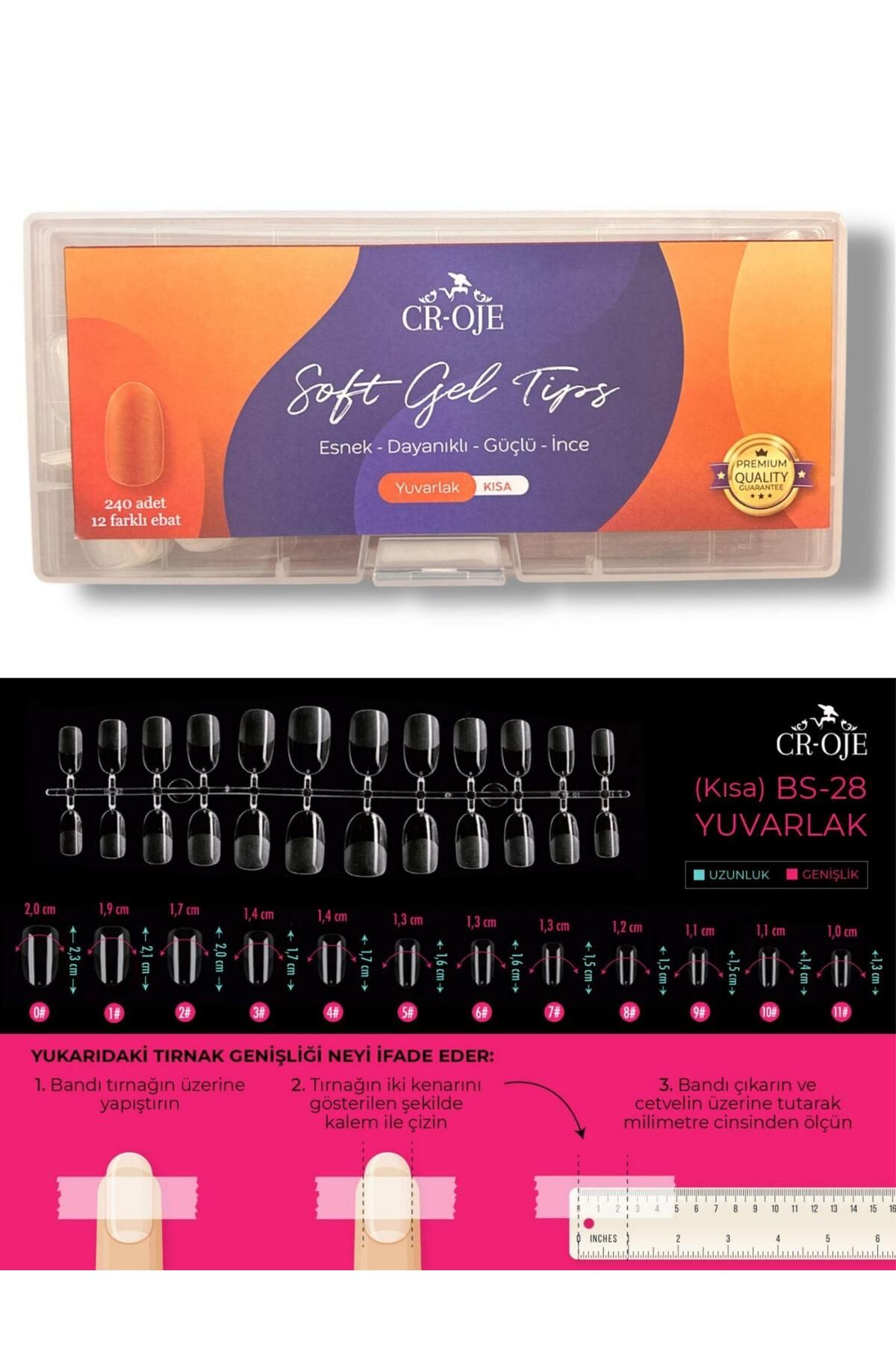 CROJE KALICI OJE Soft Gel Tips - Yuvarlak Kısa