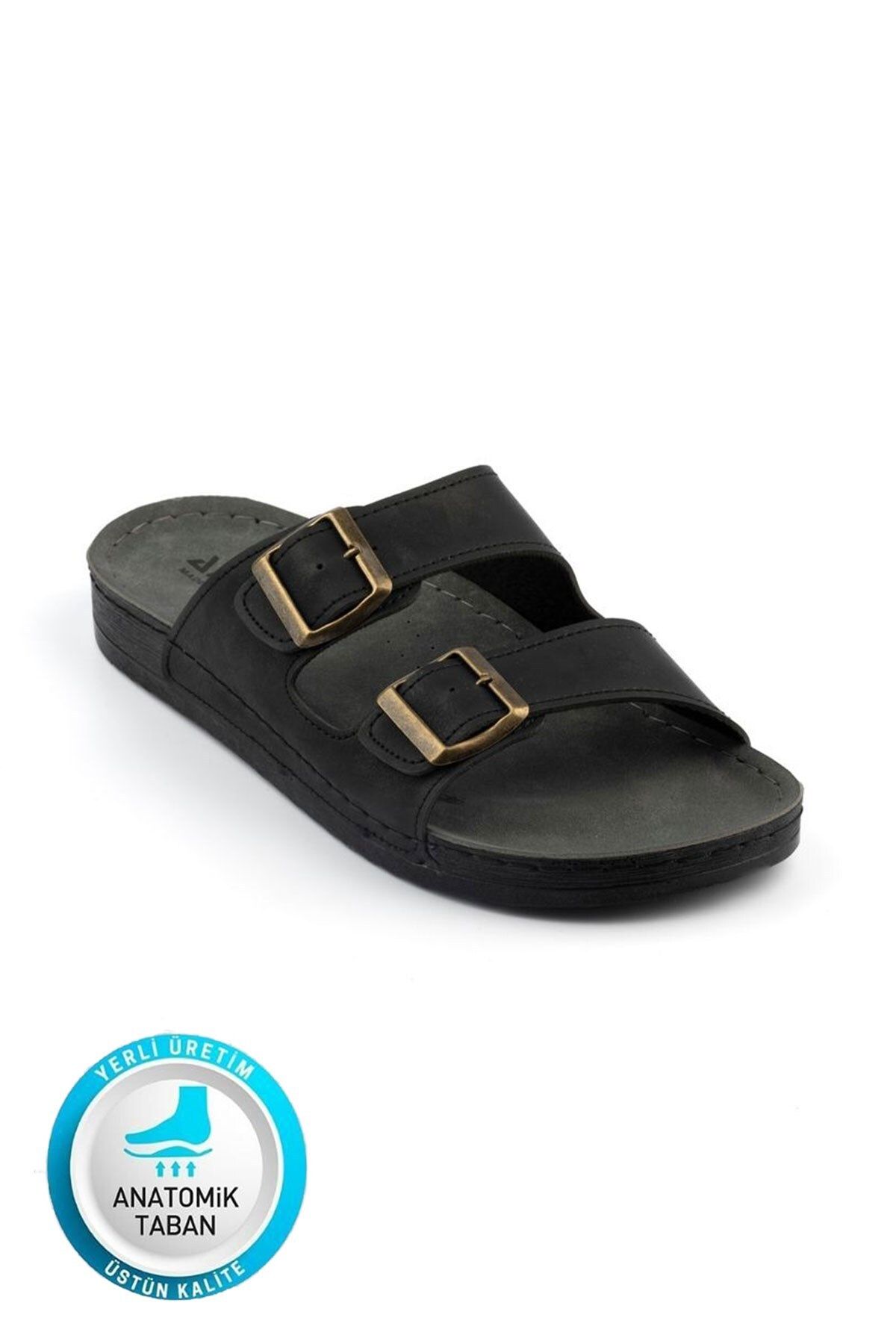 AlbiShoes Pablo Esnek Tokalı Comfort Yumuşak Rahat Taban Çift Tokalı Erkek Günlük Sandalet Terlik