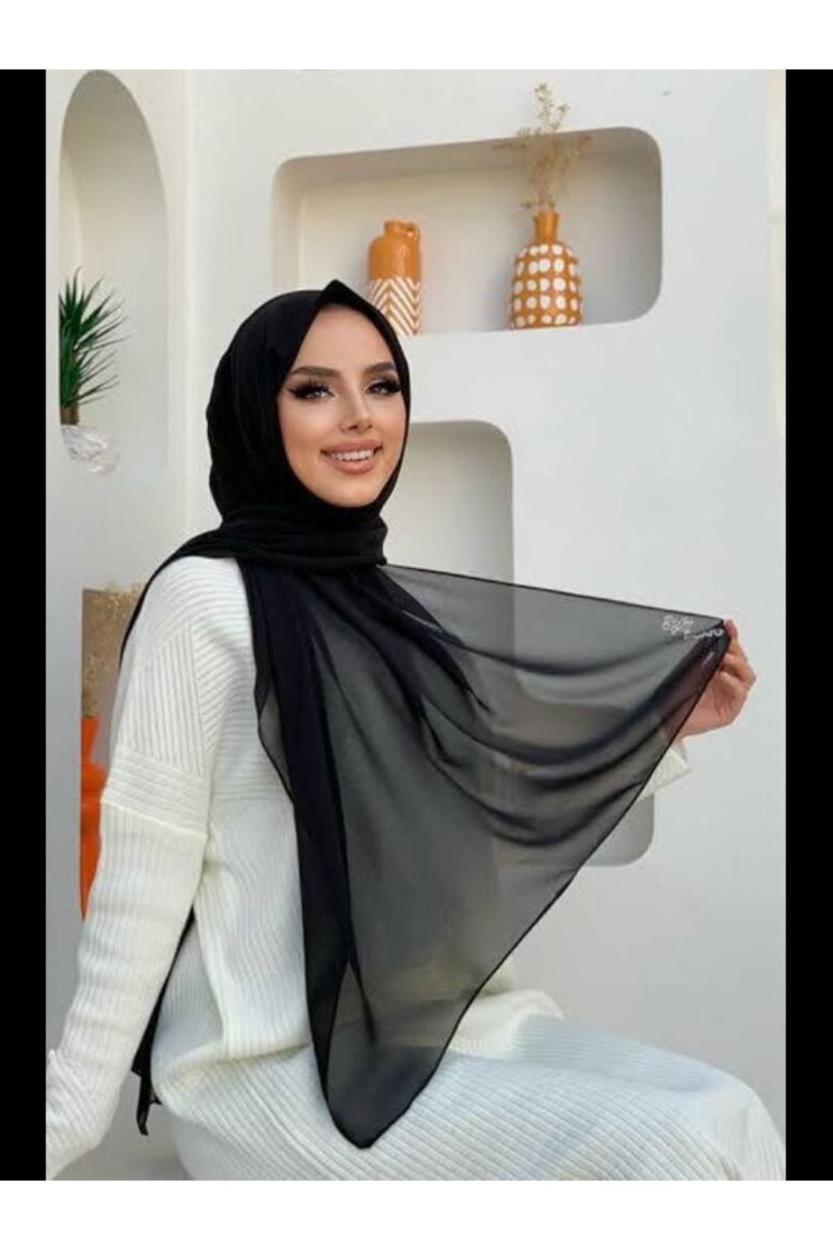 FLORA TEKSTİL ŞİFON ŞAL 180*75 SIYAH