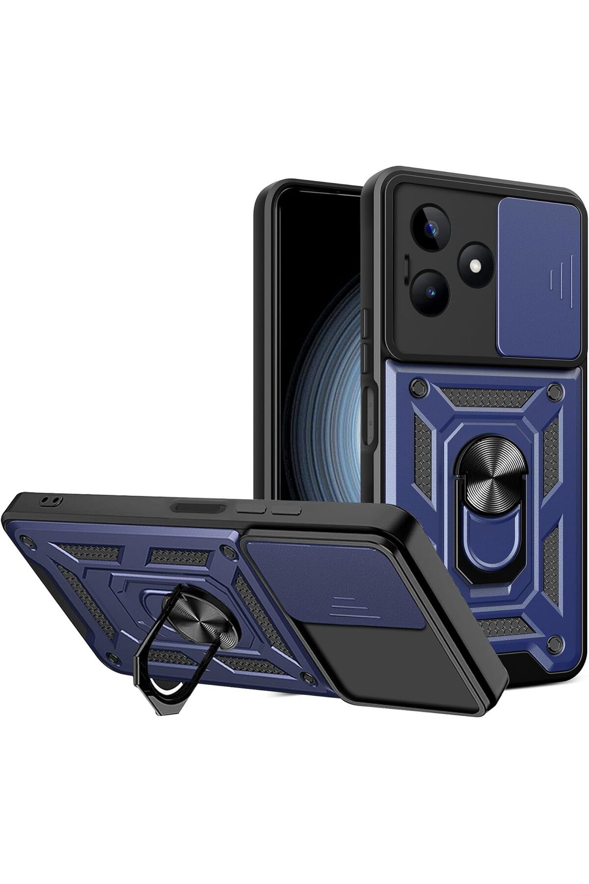 KılıfShop Realme C61 Kılıf Pars Yüzüklü Standlı Darbe Korumalı Lacivert