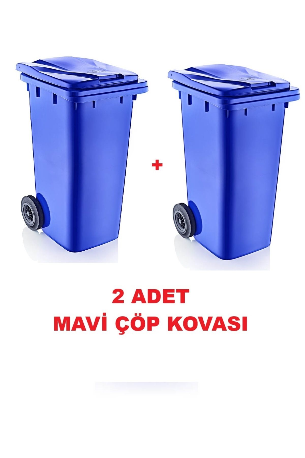 PRATİK SHOP 2 ADET Çöp Kovası Kapaklı Tutma Saplı Özel Çöp Konteyneri 120 Lt ( Mavi ) Büyük Boy 2 Adet