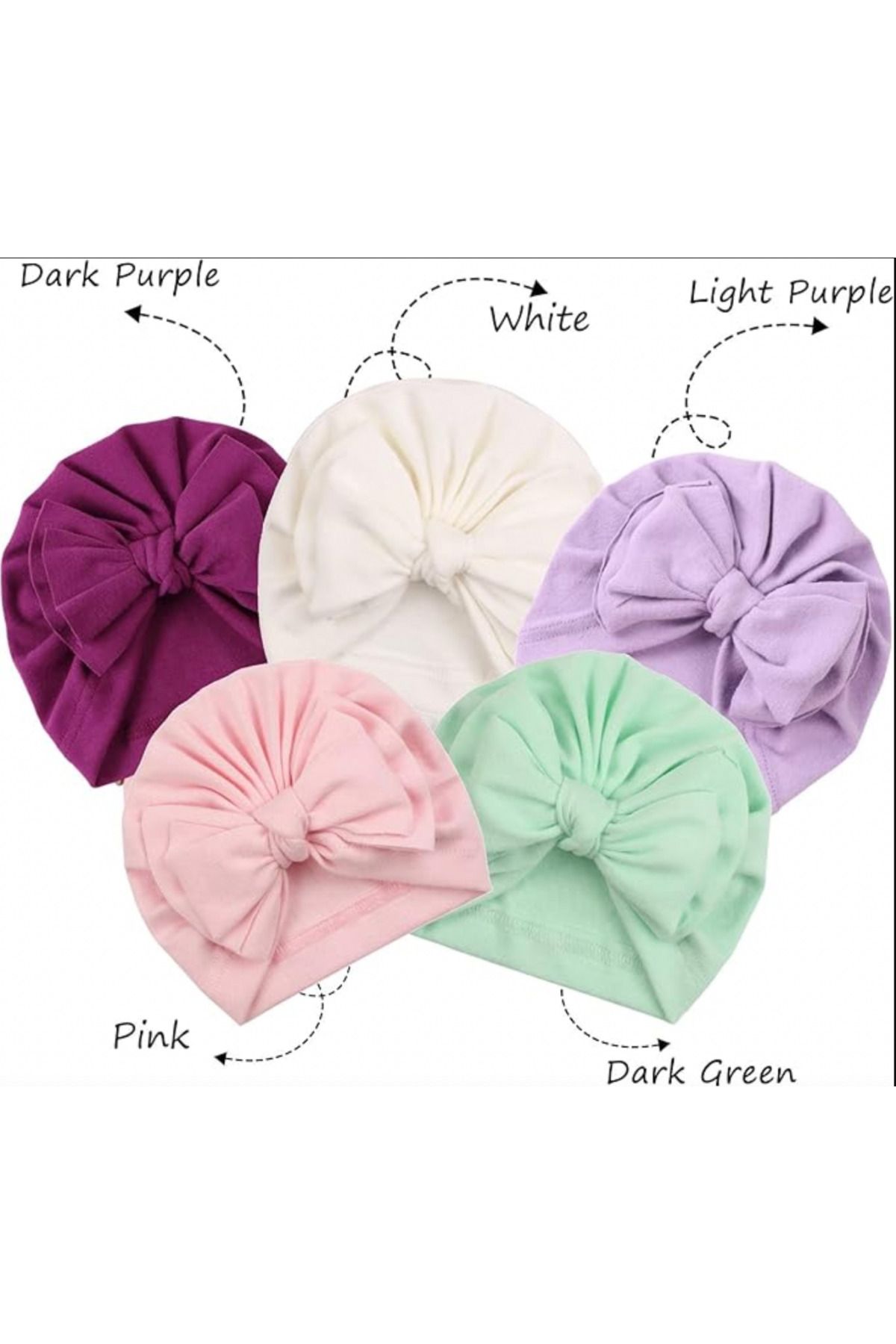 MASENKIDS ÇİFT KAT FİYONKLU BEBEK BONE BANDANA 5'Lİ SET EKSTRA YUMUŞAK