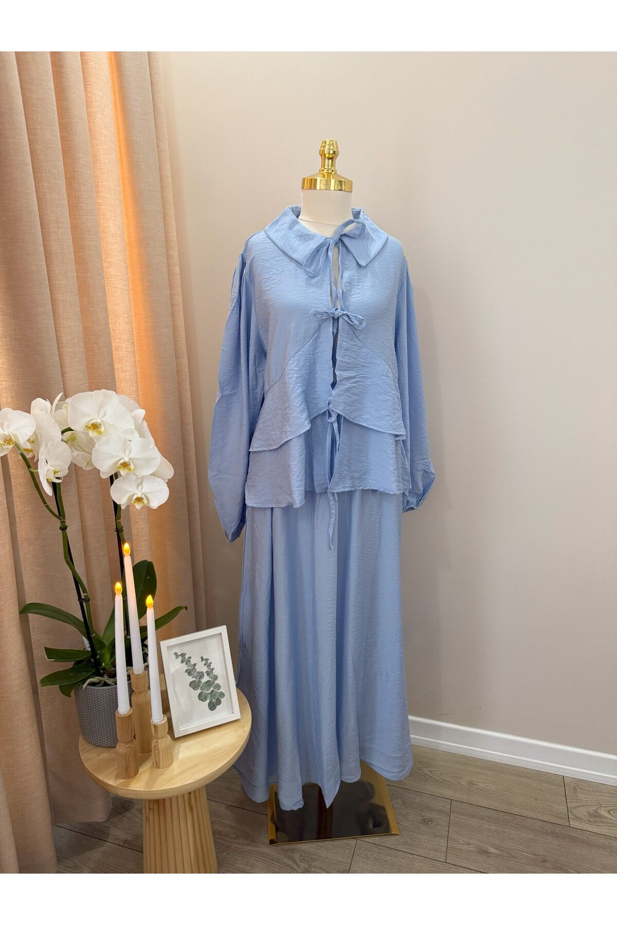AF Frezya Boutique Fırfır Detaylı Bağlamalı Etekli Takım