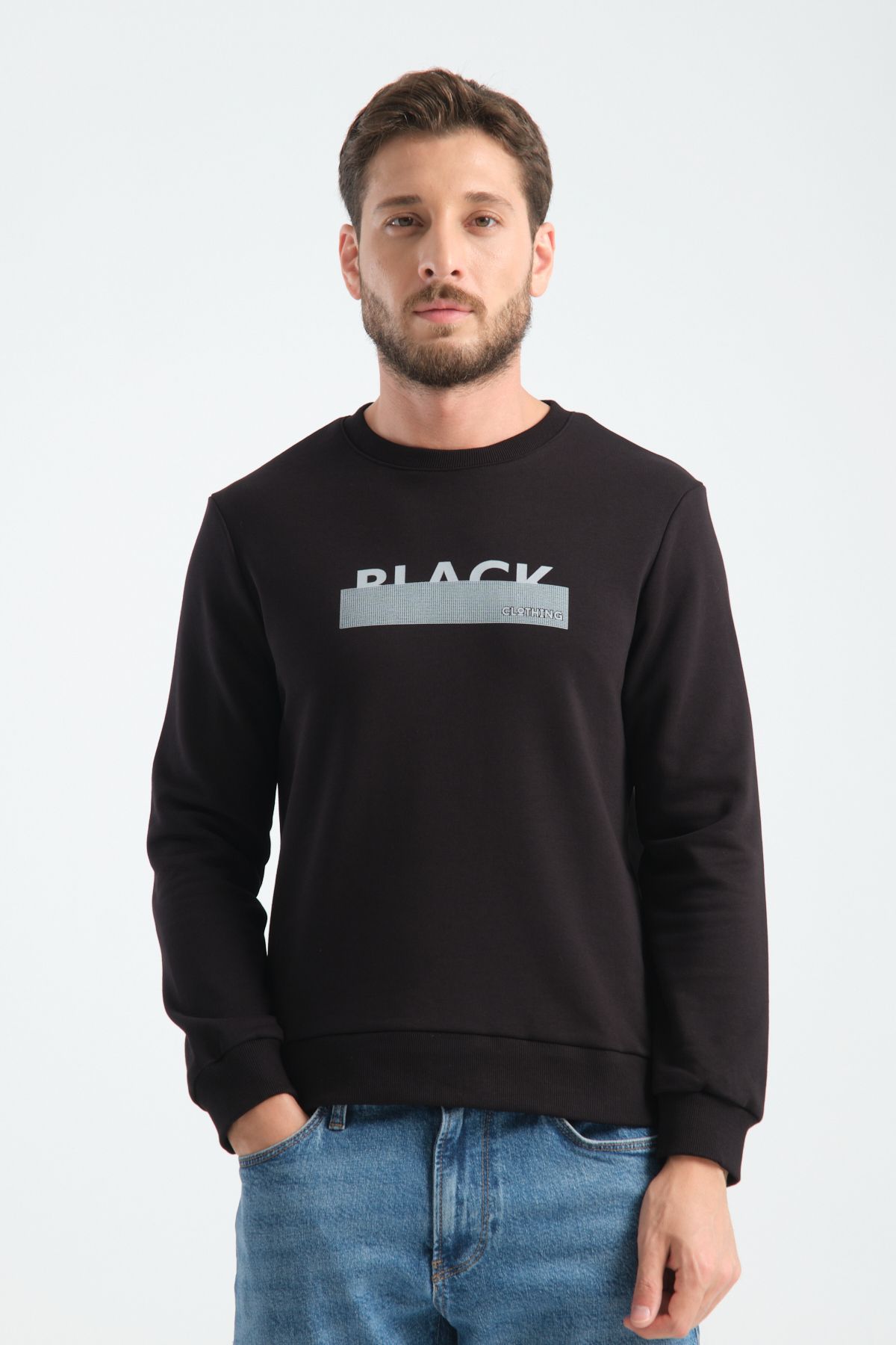 Shooter Sportswear Elite Class Erkek Sweatshirt Siyah Sökülmez Baskı Standart Kalıp