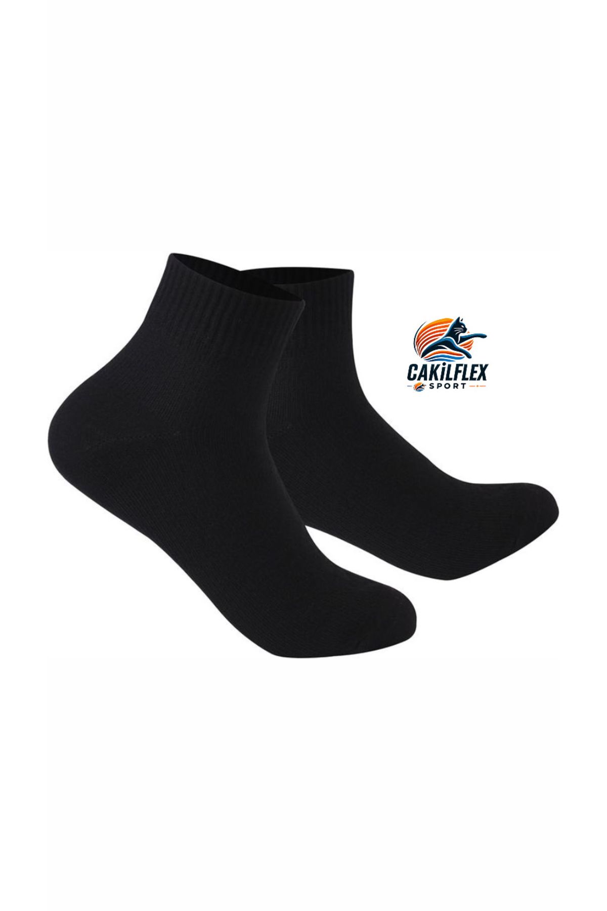 Çakılflex Sport Unisex yarım konç fitilli siyah çorap