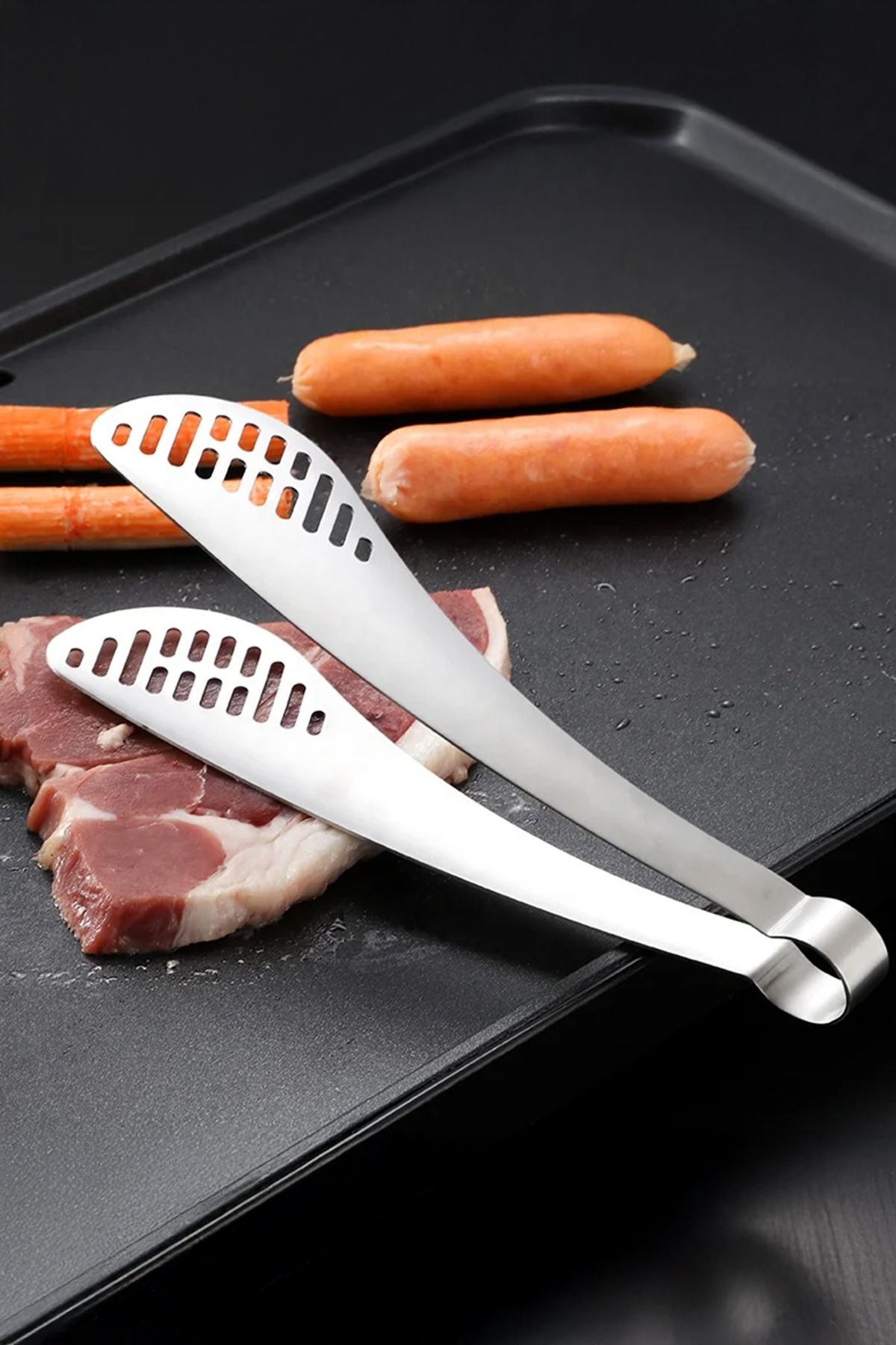 Vadi Paslanmaz Çelik Delikli Servis Maşası Makarna Salata Et Maşası