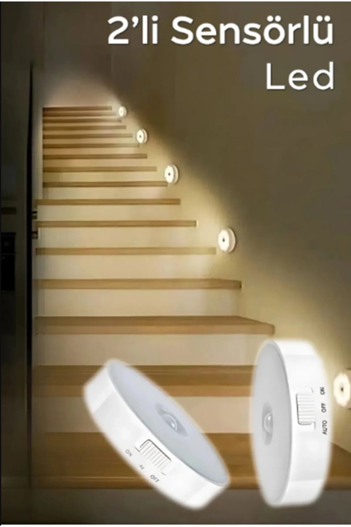 TUMU LIFE 2 Adet Hareket Sensörlü Kablosuz Usb Şarjlı Akıllı Spot Led Lamba Beyaz Işık
