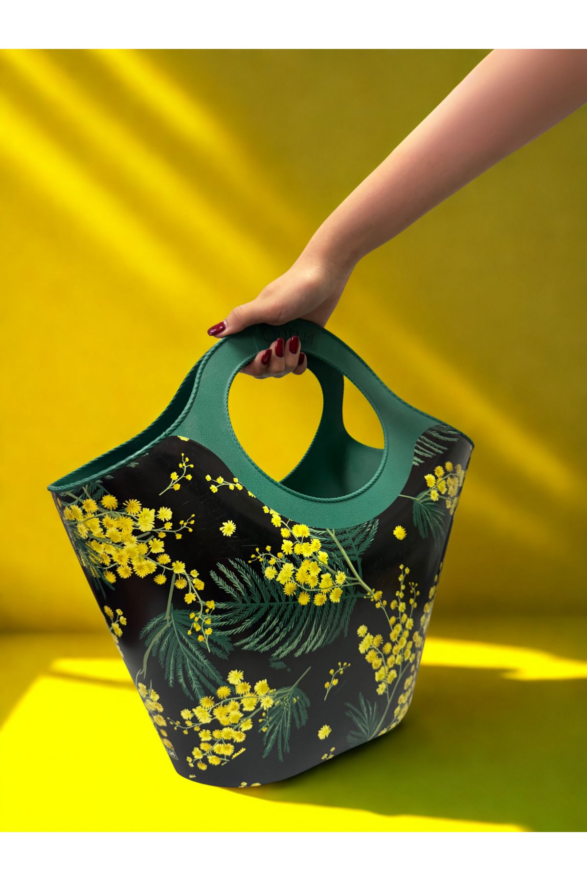 QUTU Blossom çiçek desenli plastik plaj ve el çantası