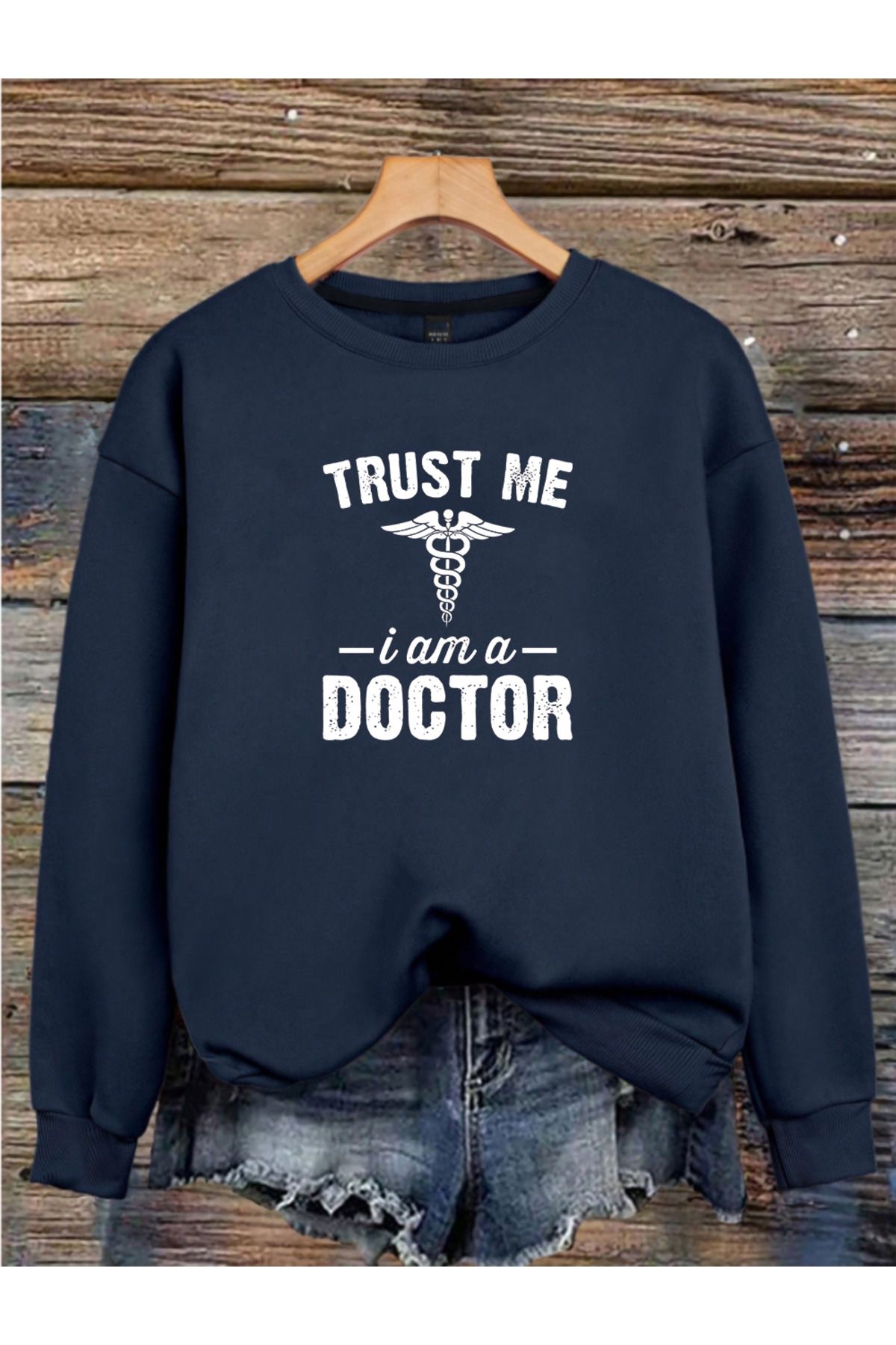 MAGORS DOCTOR BASKILI 3 İPLİK BİSİKLET YAKA UZUN KOLLU KADIN SWEATSHIRT