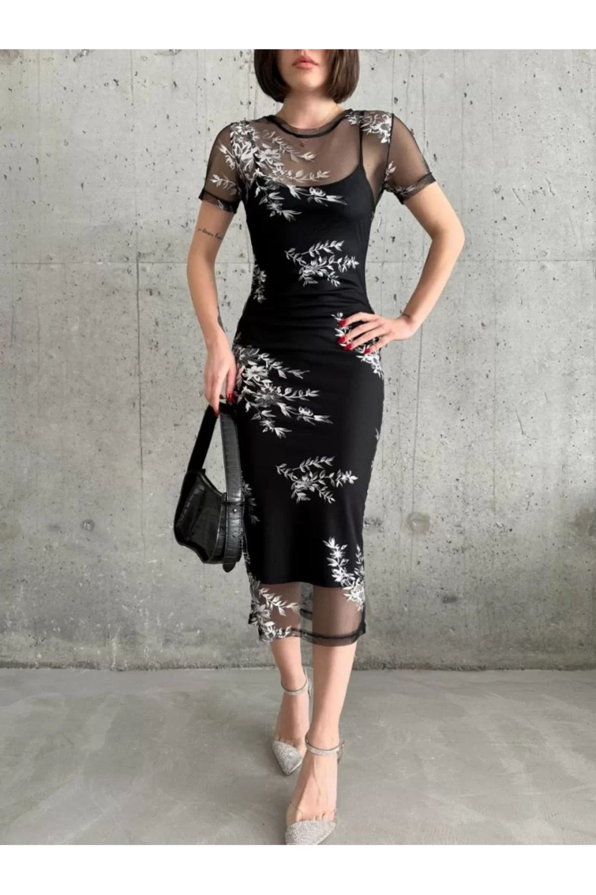 ruum fashions Baskılı Şifon Kimono Elbise