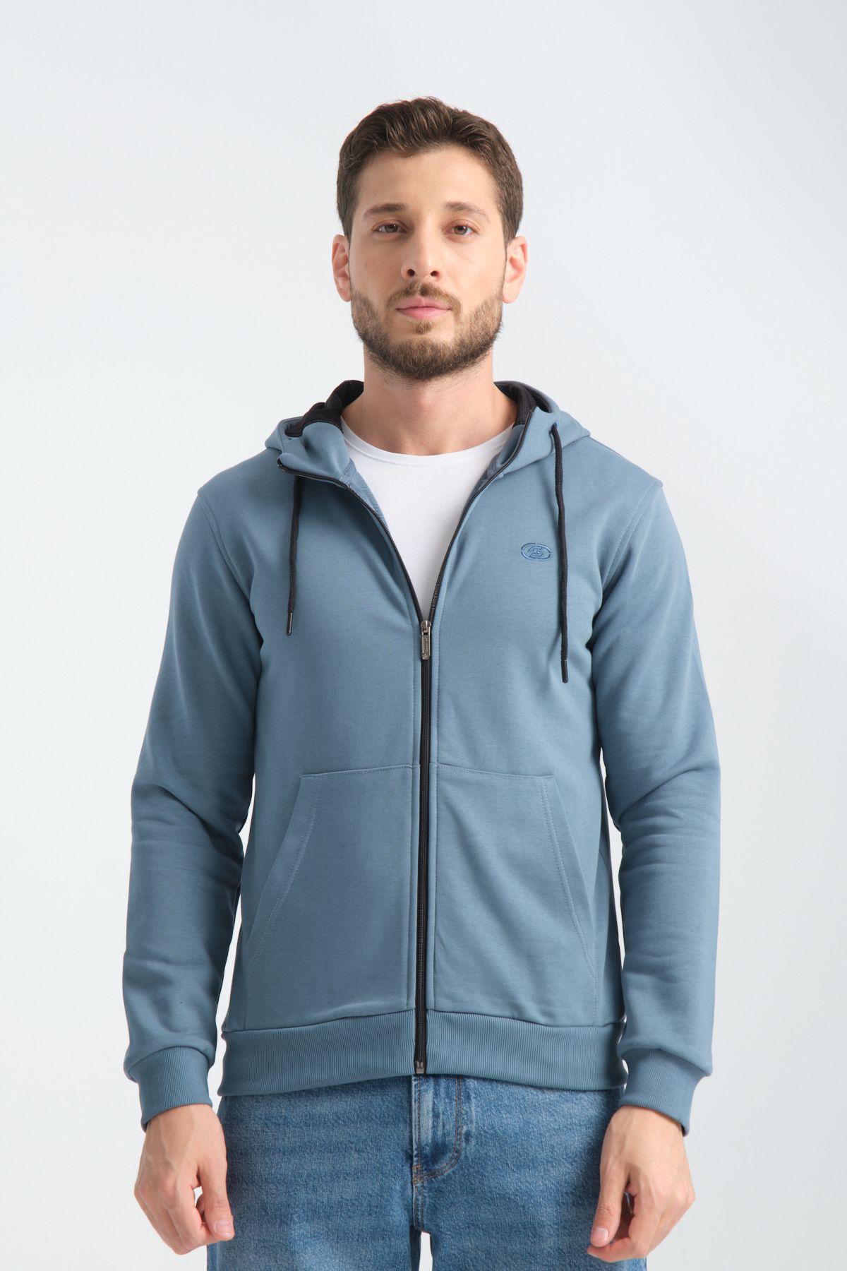 Shooter Sportswear Premium Erkek Sweatshirt Orman Yeşili Kapüşonlu Fermuarlı