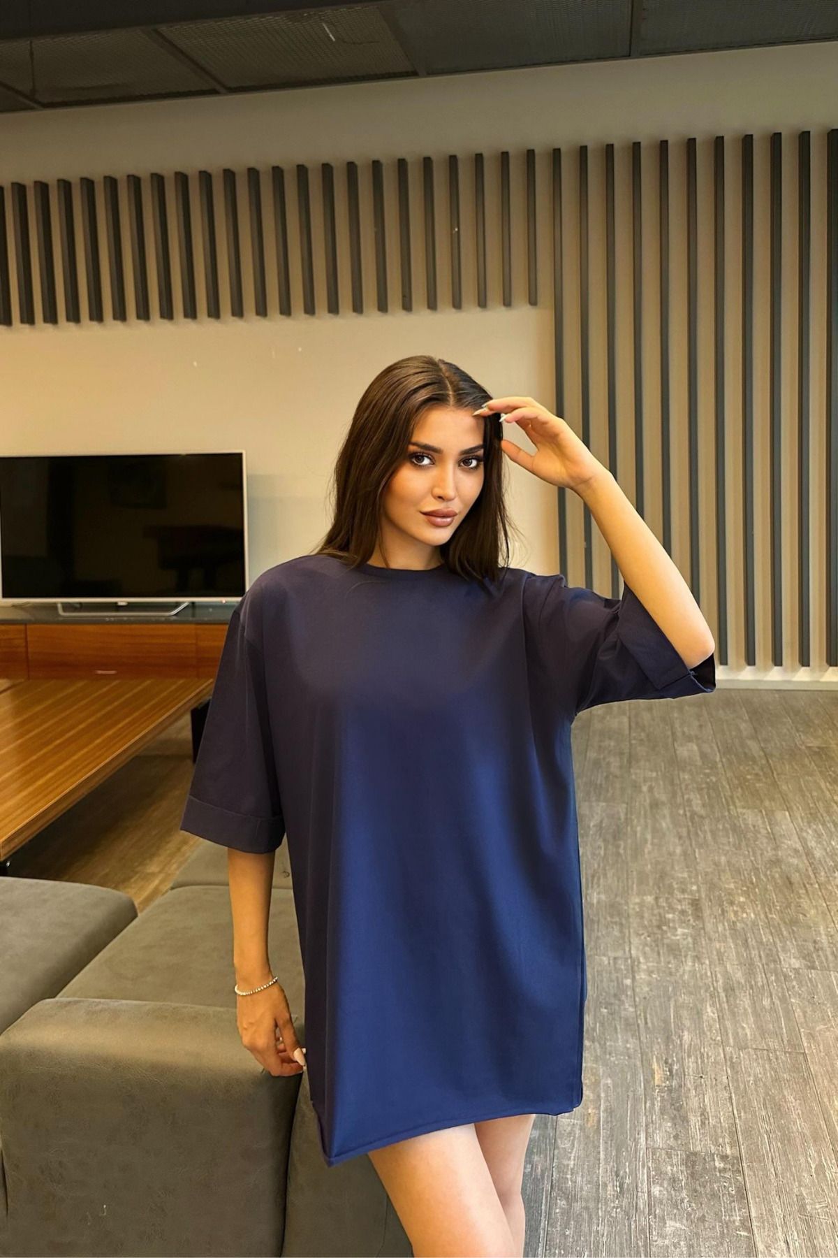 BİKELİFE Kadın Baskısız Oversize T-Shirt