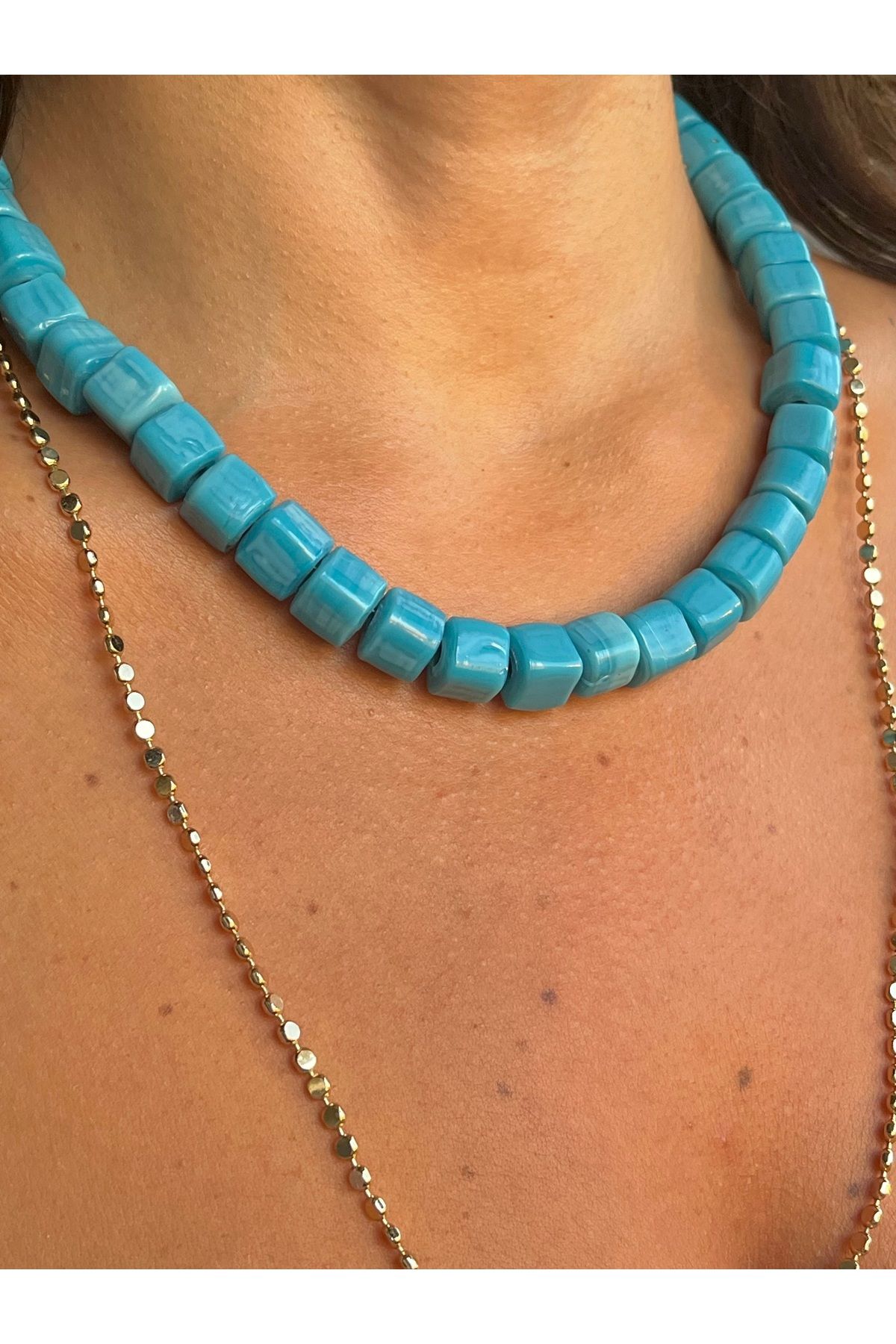 Twinssis Accessories Cam Mavi Bodrum Boncuk Kolye