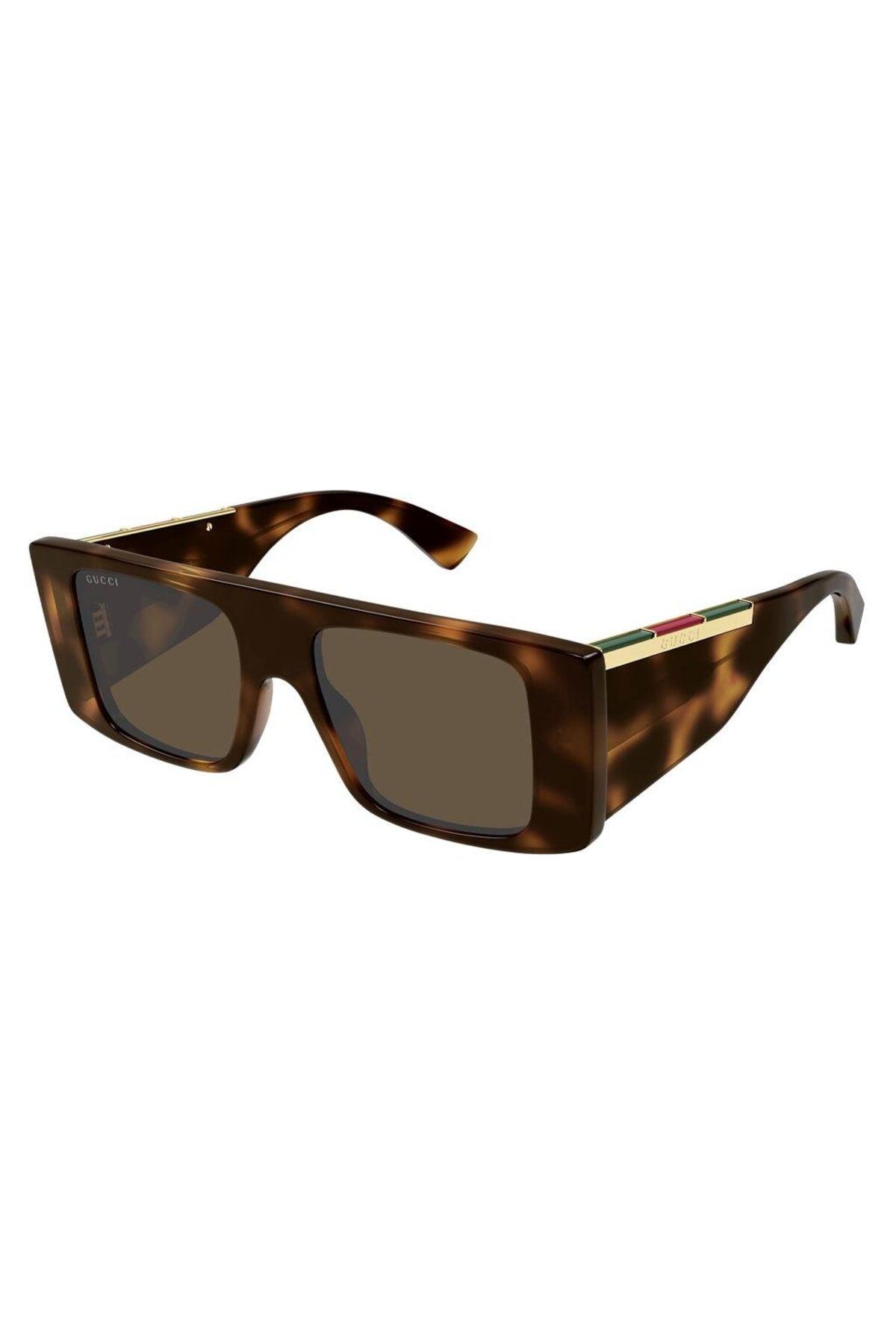 Gucci GG1888S 002 50-18 Kadın Güneş Gözlüğü – Dikdörtgen Çerçeve, Kahverengi Lens, UV400 Koruma
