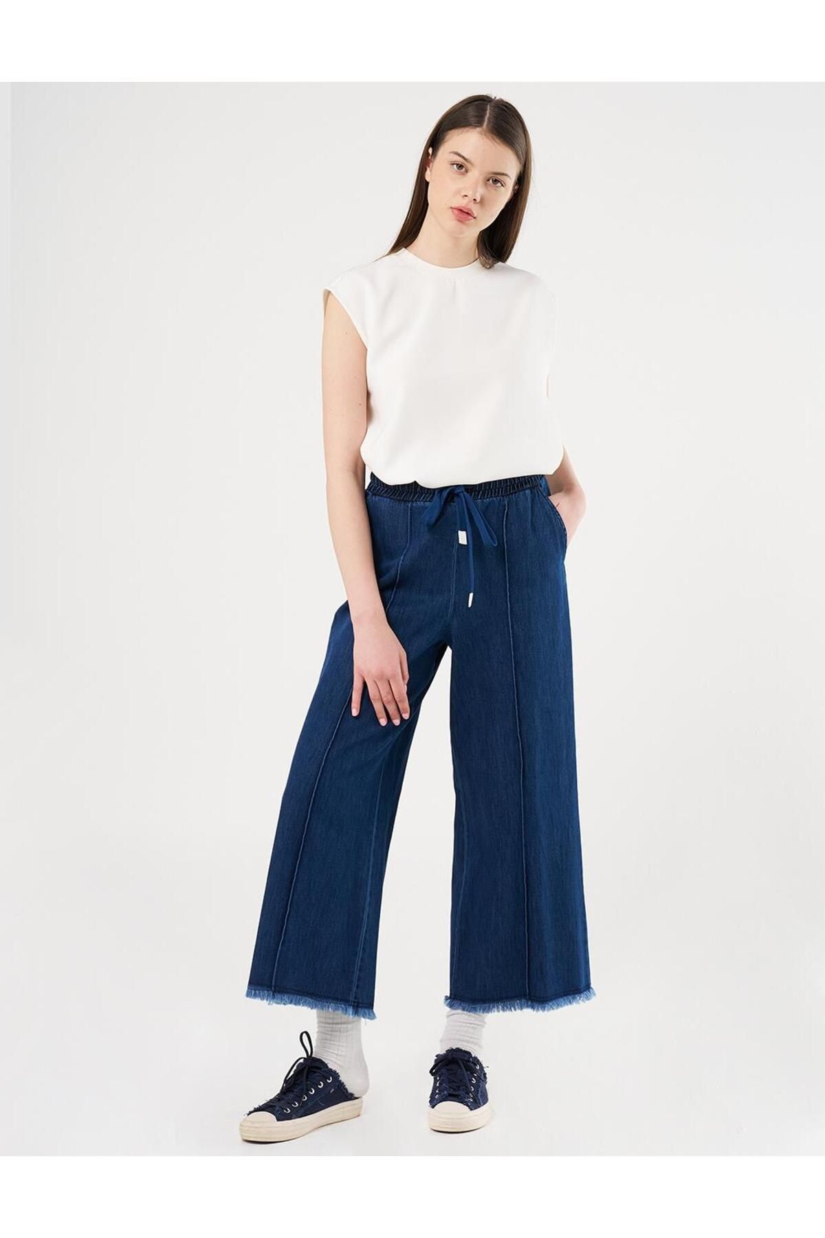 Kayra Bağcıklı Marine Fit Denim Pantolon 79023-25