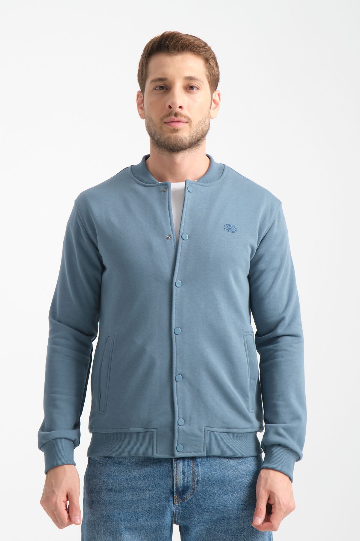 Shooter Sportswear Erkek Sweatshirt Düğmeli Orman Yeşili Standart Kalıp