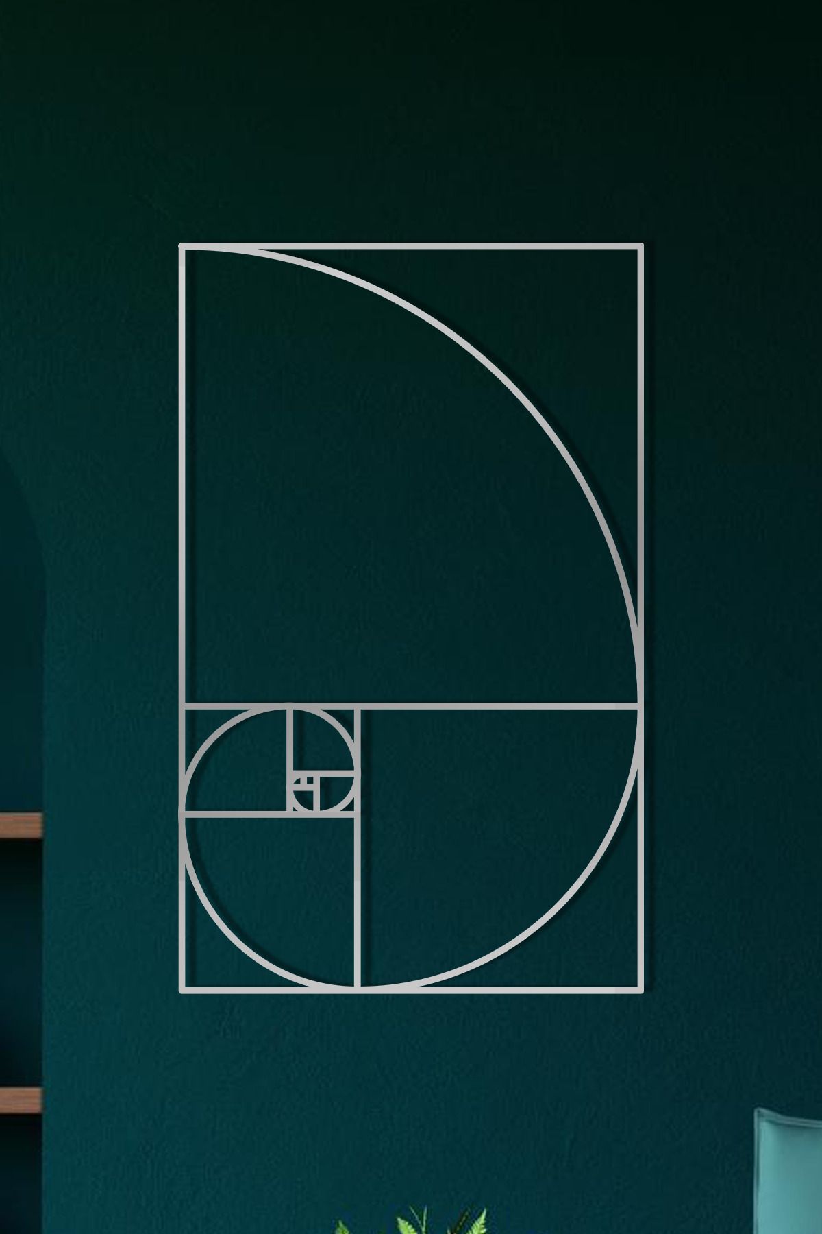 cncrafft Fibonacci Spiral Metal Tablo – Geometrik Sanat Duvar Dekoru