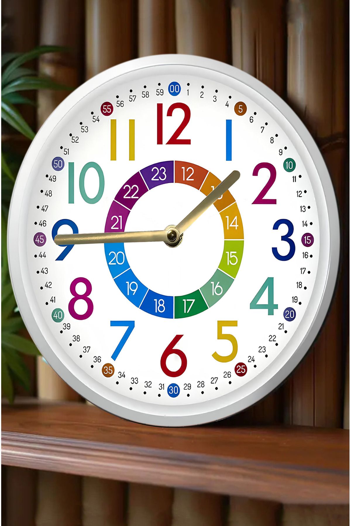 kutuTR 🕒 Renkli Öğretici MDF Çocuk Saati – 24 Saatlik Renk Kodlu Eğitim Saati 🌈 SDW335