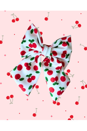 Zehra Aksesuar Kiraz desenli otomatik fiyonk toka