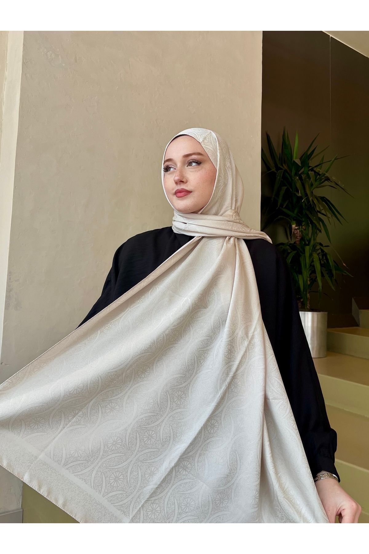 hijabchi Etnik Jakar Şal Sarmaşık Yıldızı Desen -