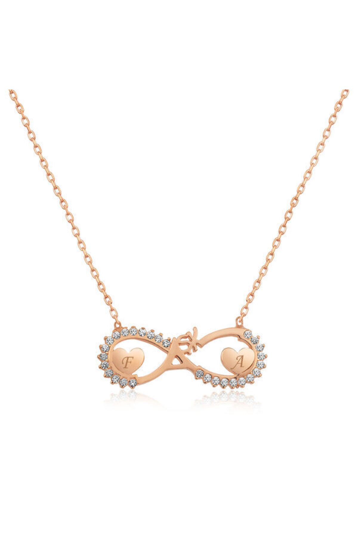 shop Rose Kalpli Sonsuz Kişiye Özel 925 Ayar Gümüş Kolye