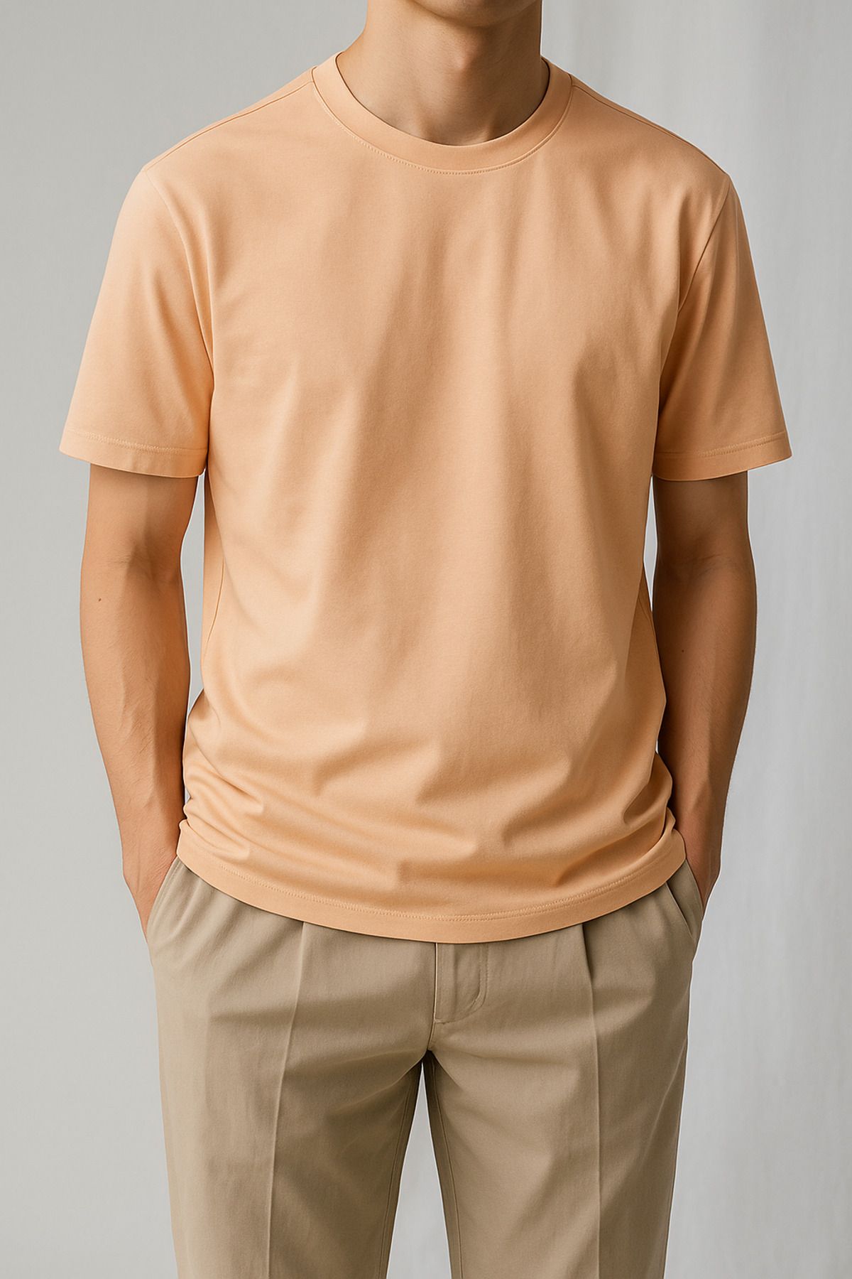 BLUGRIN Unisex Basic Düz T-Shirt | Ten Rengi