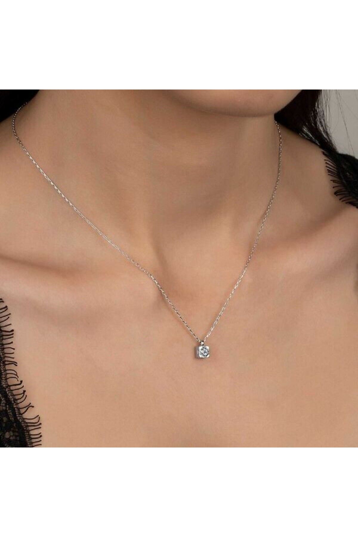 shop Taşlı Tek Taş 925 Ayar Gümüş Kolye