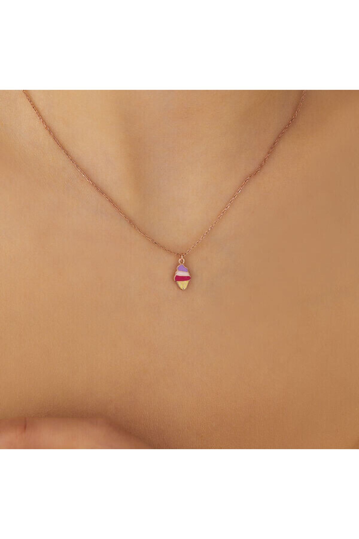 shop Rose Rekli Dondurma 925 Gümüş Ayar Kadın Kolye