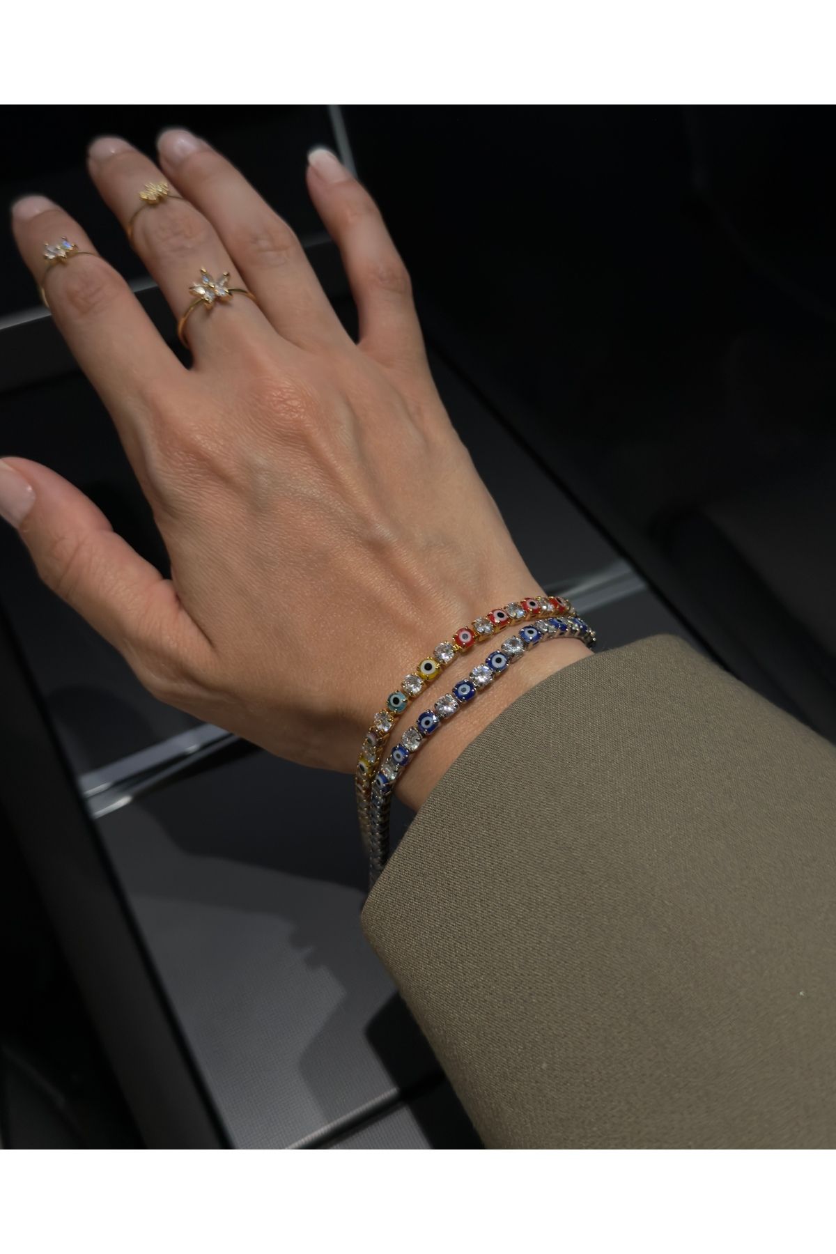 kems jewels Nazar Boncuğu Su Yolu Model Altın Kaplama Çelik Bileklik