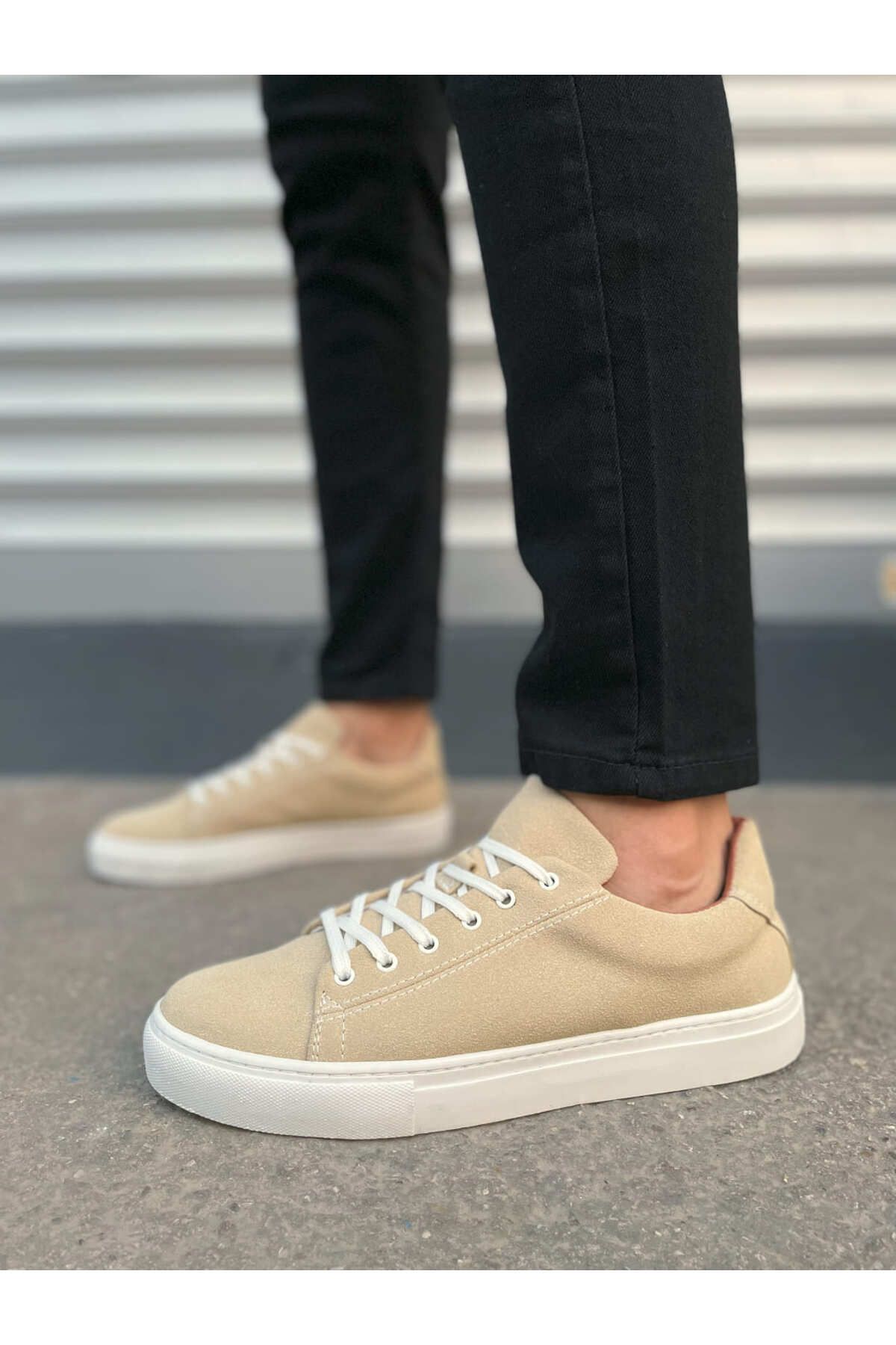 Zerenyus JY122 Mode Bağcıklı Günlük Erkek Sneaker - Süet Bej