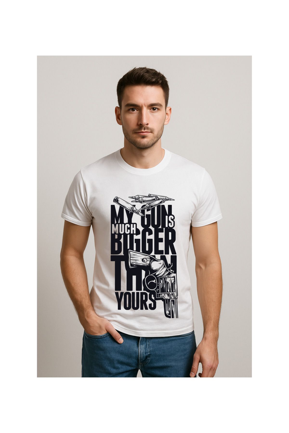 MODA Kısa Kollu, Regular Kalıp, Desenli, Erkek Tshirt