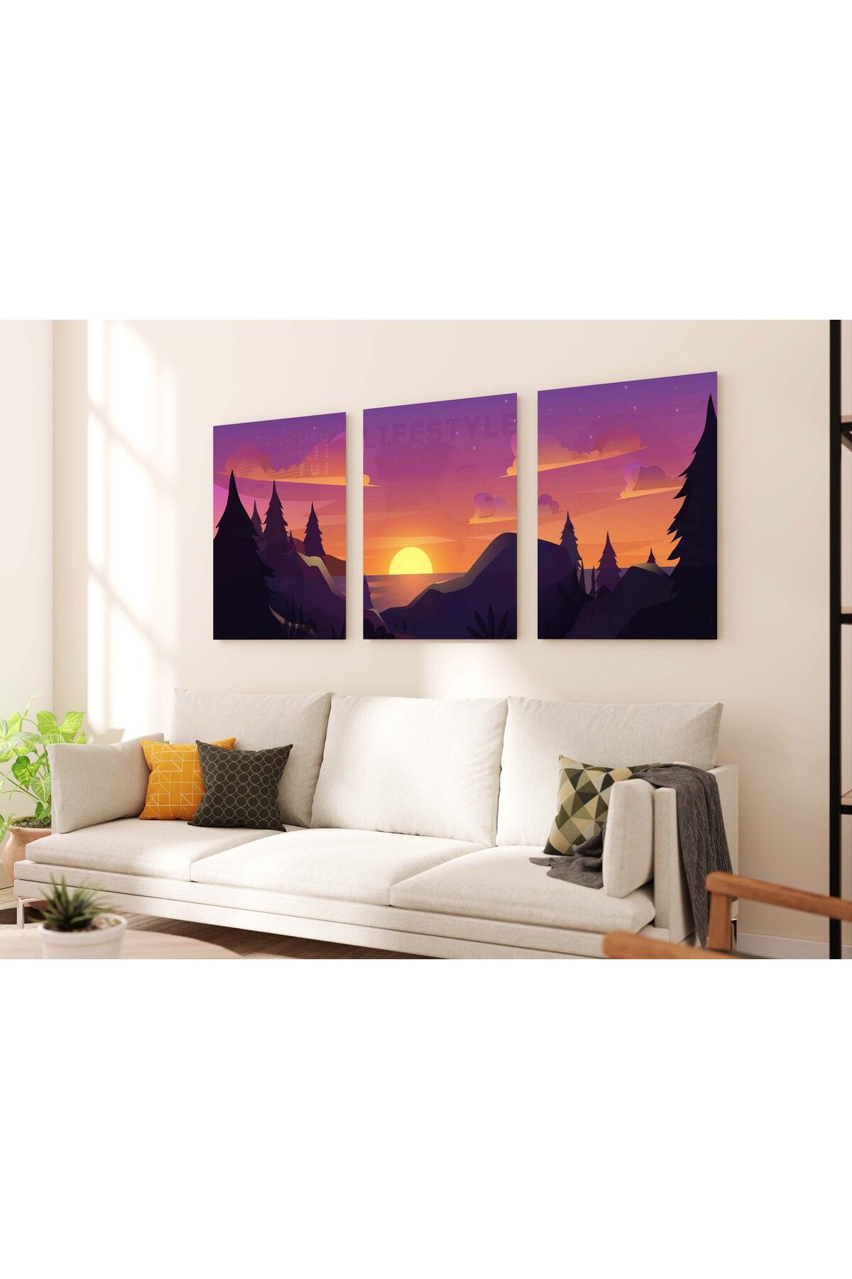 MAGNASTE Duvar Tablosu Çerçeve Görünümlü Premium Kalite Mutfak Tabloları 3 lü Tablo Modern Tablo Bohem Tablo
