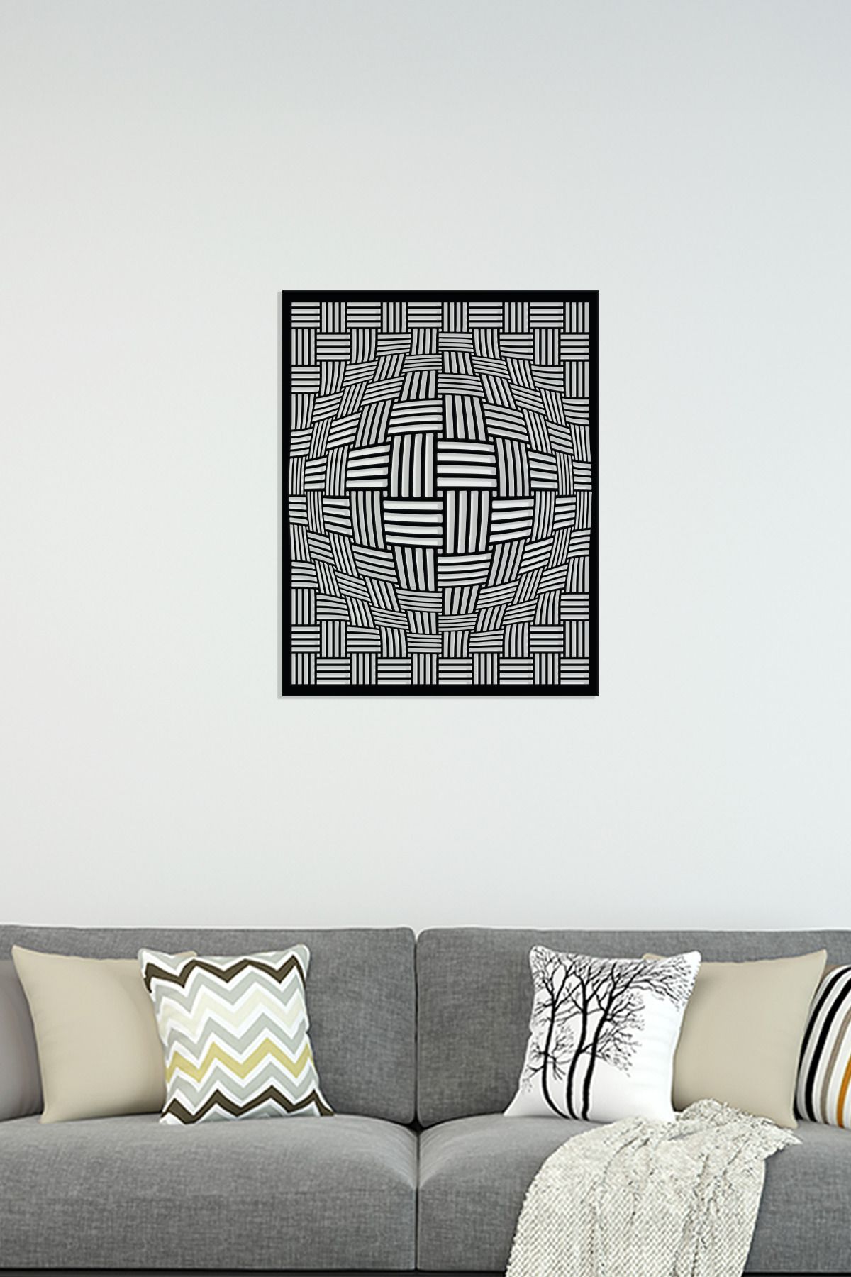 cncrafft Optik İllüzyon Metal Tablo – Geometrik Desenli Modern Duvar Dekoru